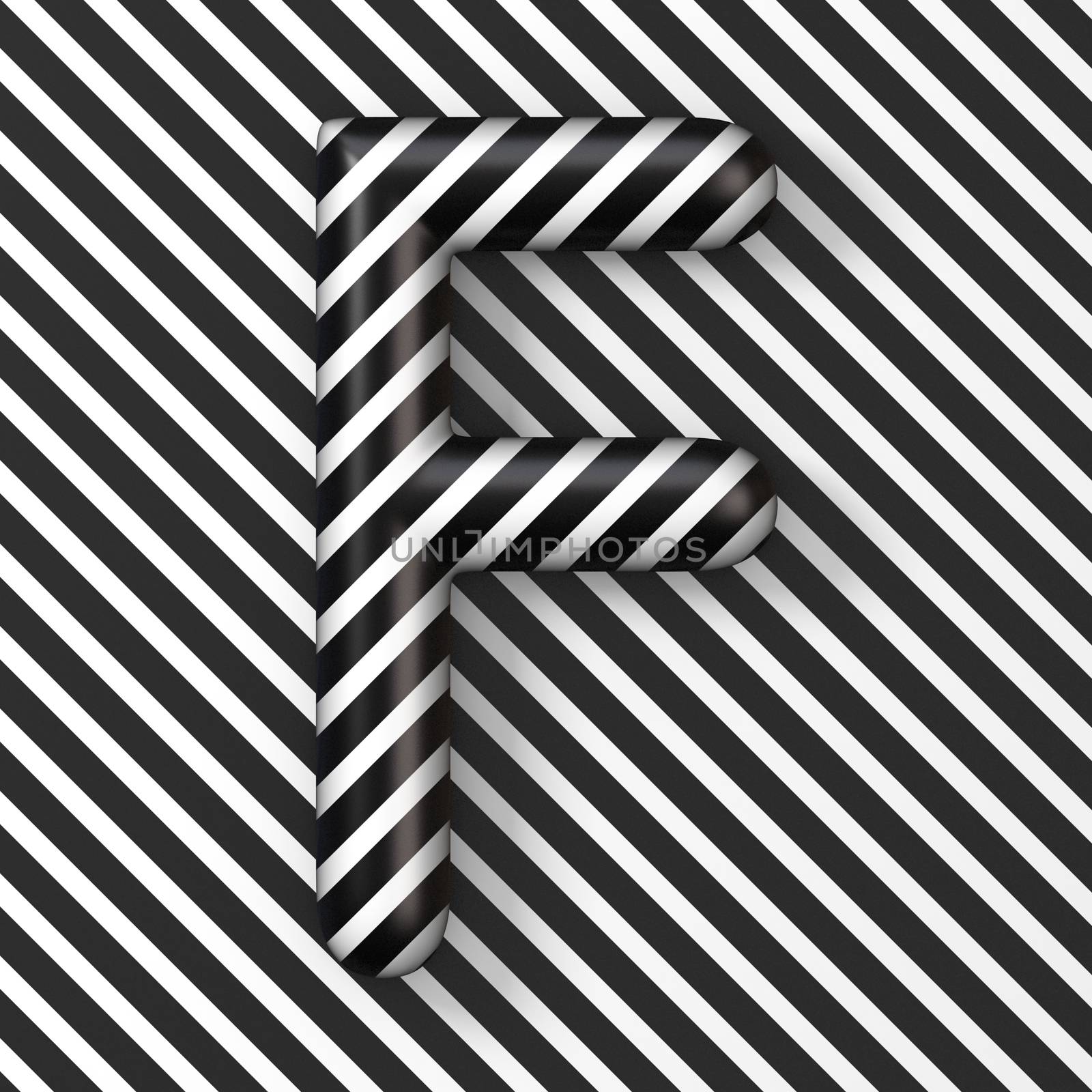 Black and white stripes Letter F 3D by djmilic