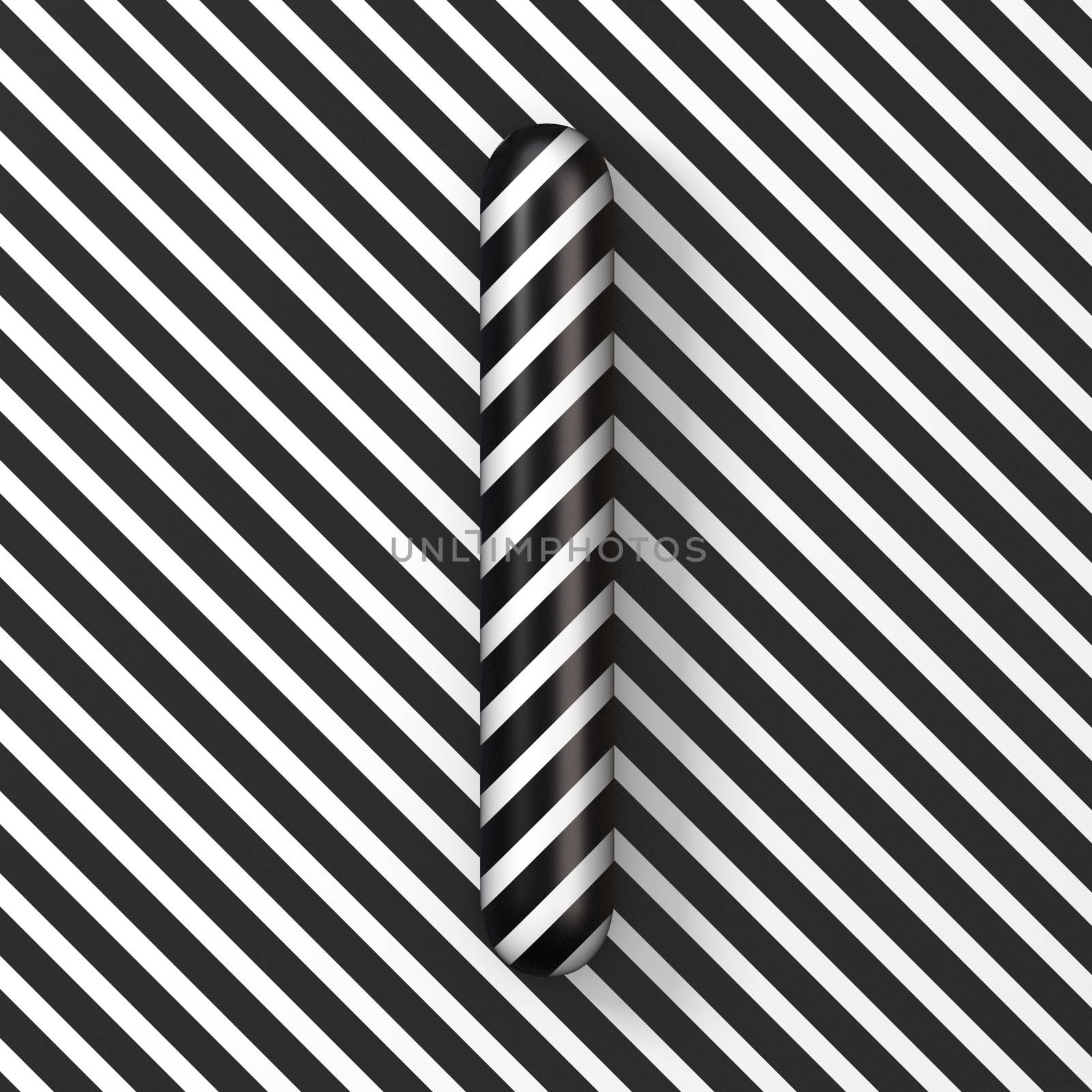 Black and white stripes Letter I 3D by djmilic