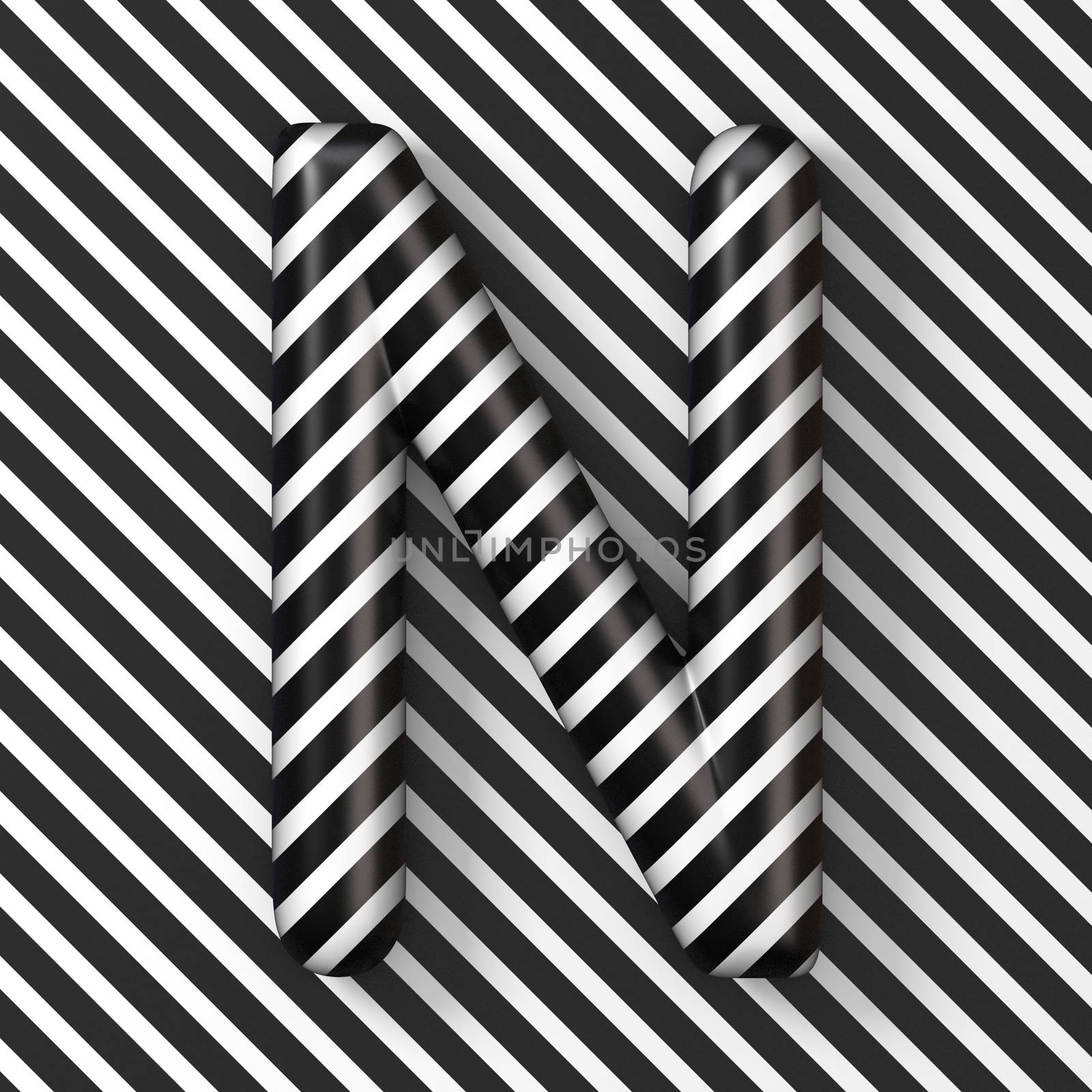 Black and white stripes Letter N 3D by djmilic