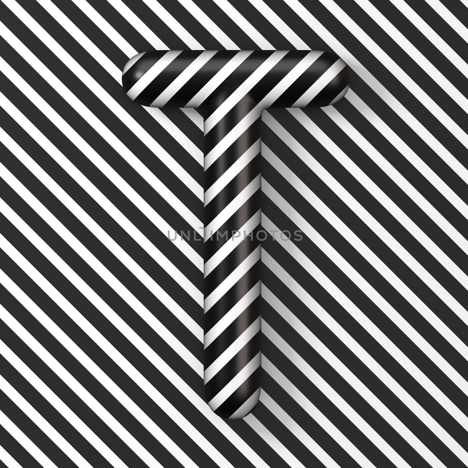 Black and white stripes Letter T 3D by djmilic