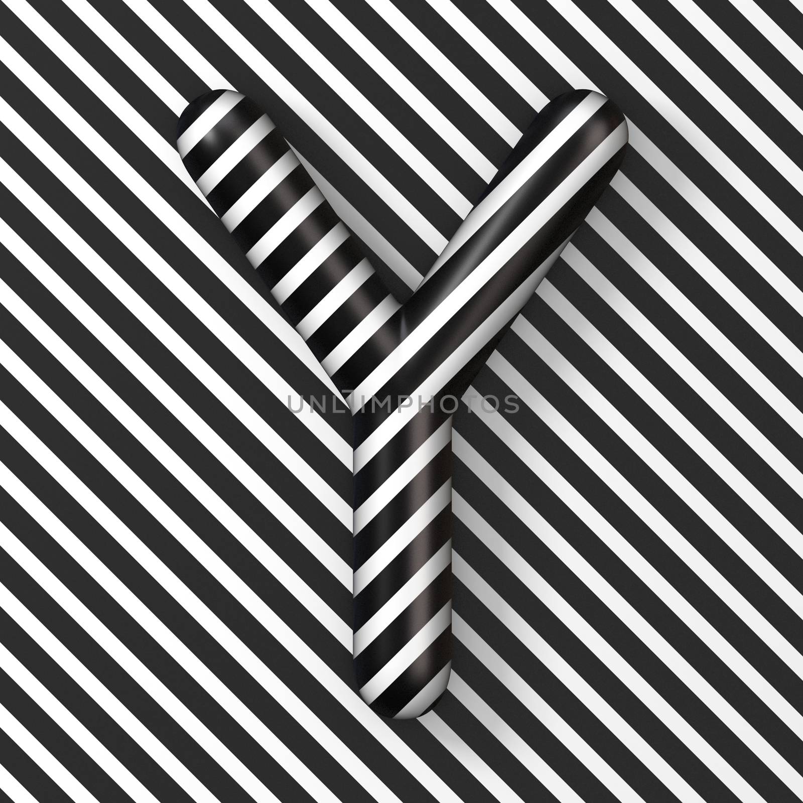 Black and white stripes Letter Y 3D by djmilic