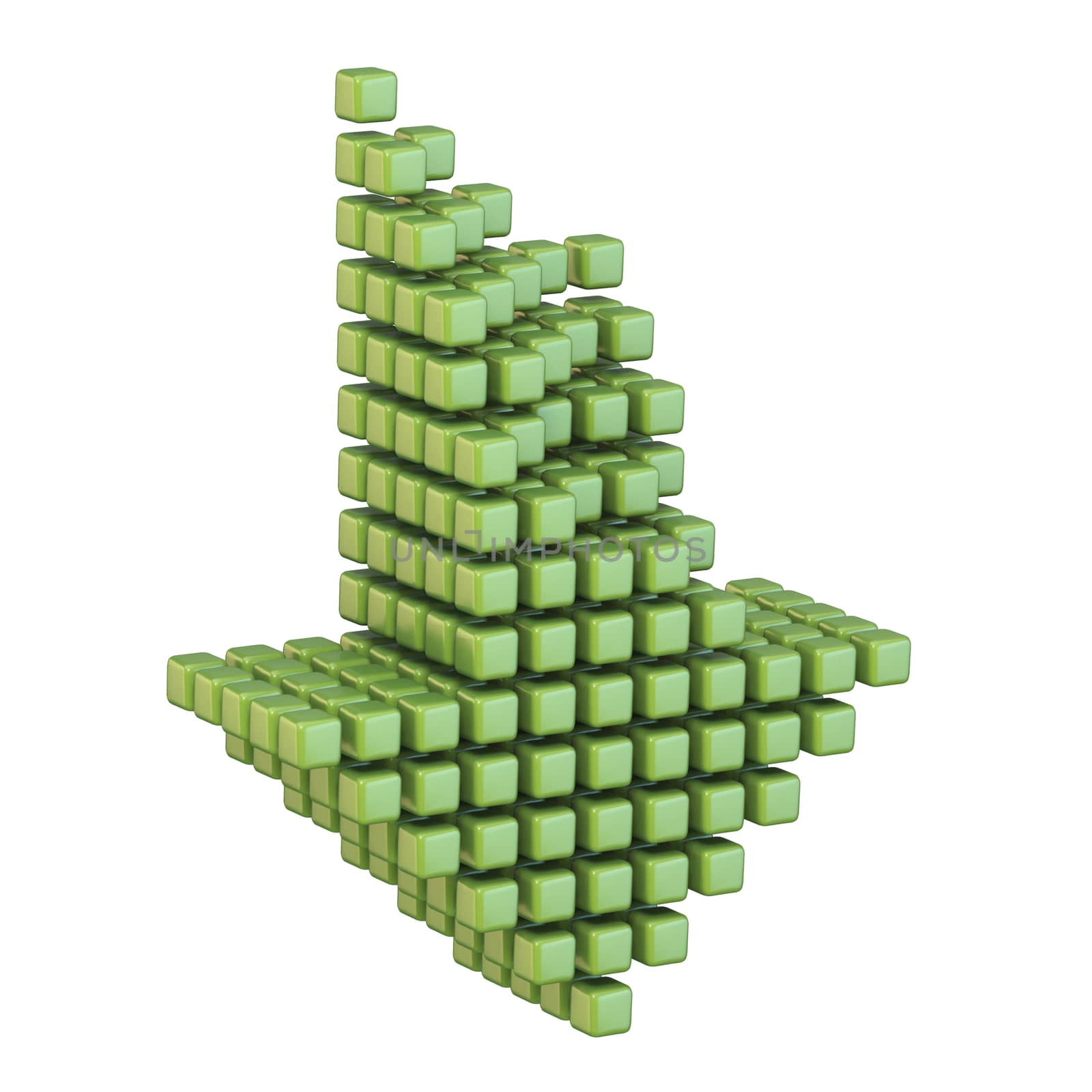 Download arrow made of green cubes 3D render illustration isolated on white background