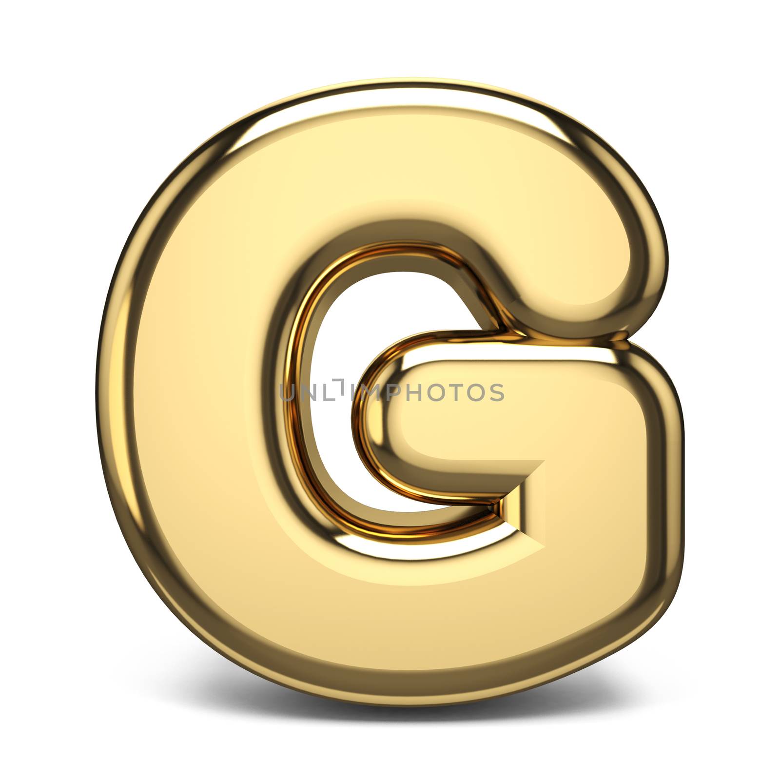 Golden font letter G 3D render illustration isolated on white background