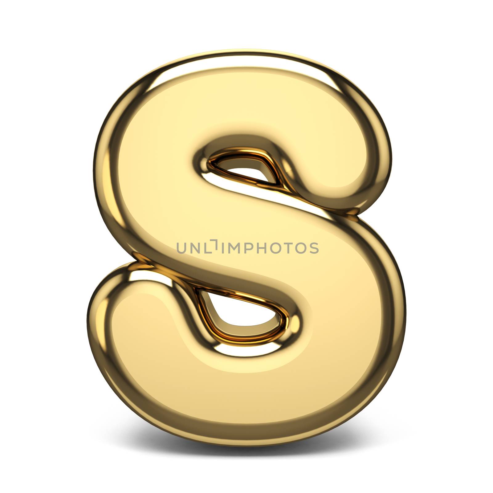 Golden font letter S 3D render illustration isolated on white background