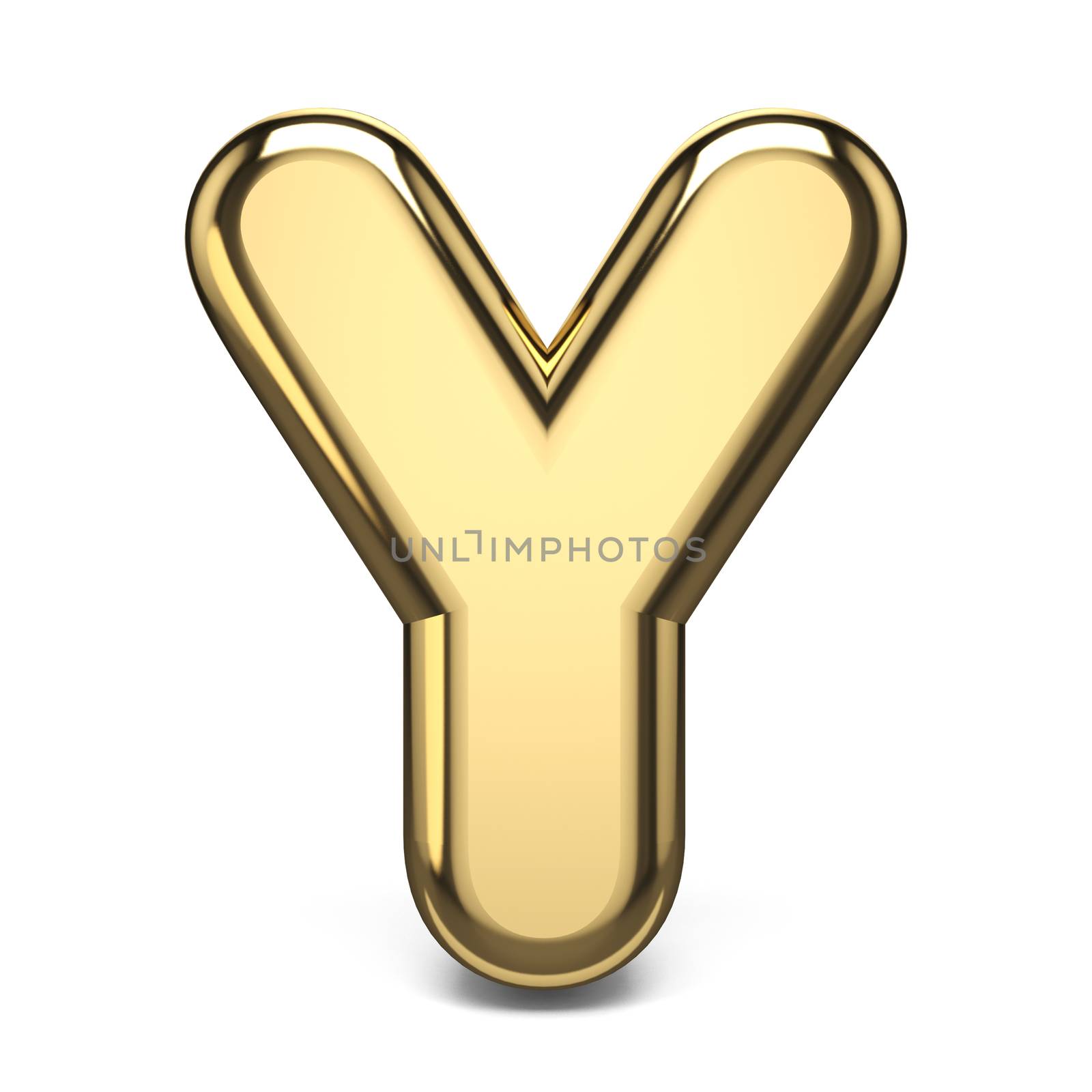 Golden font letter Y 3D render illustration isolated on white background