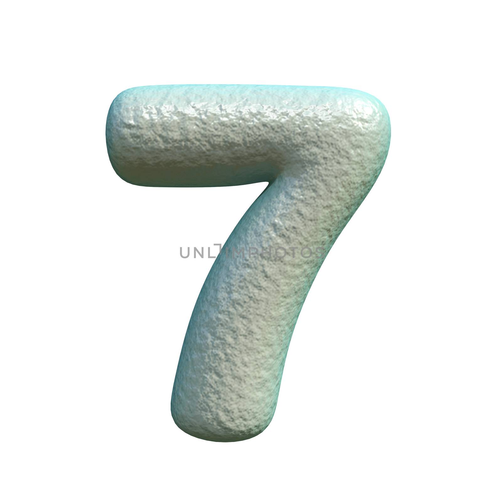 Grey blue clay Number 7 SEVEN 3D rendering illustration isolated on white background