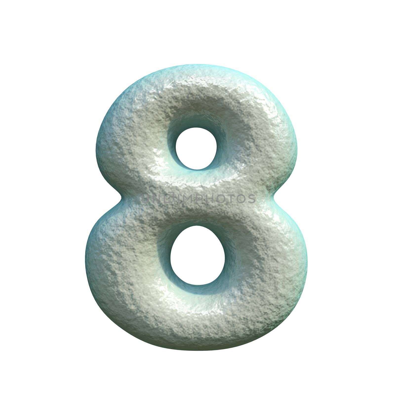 Grey blue clay Number 8 EIGHT 3D rendering illustration isolated on white background