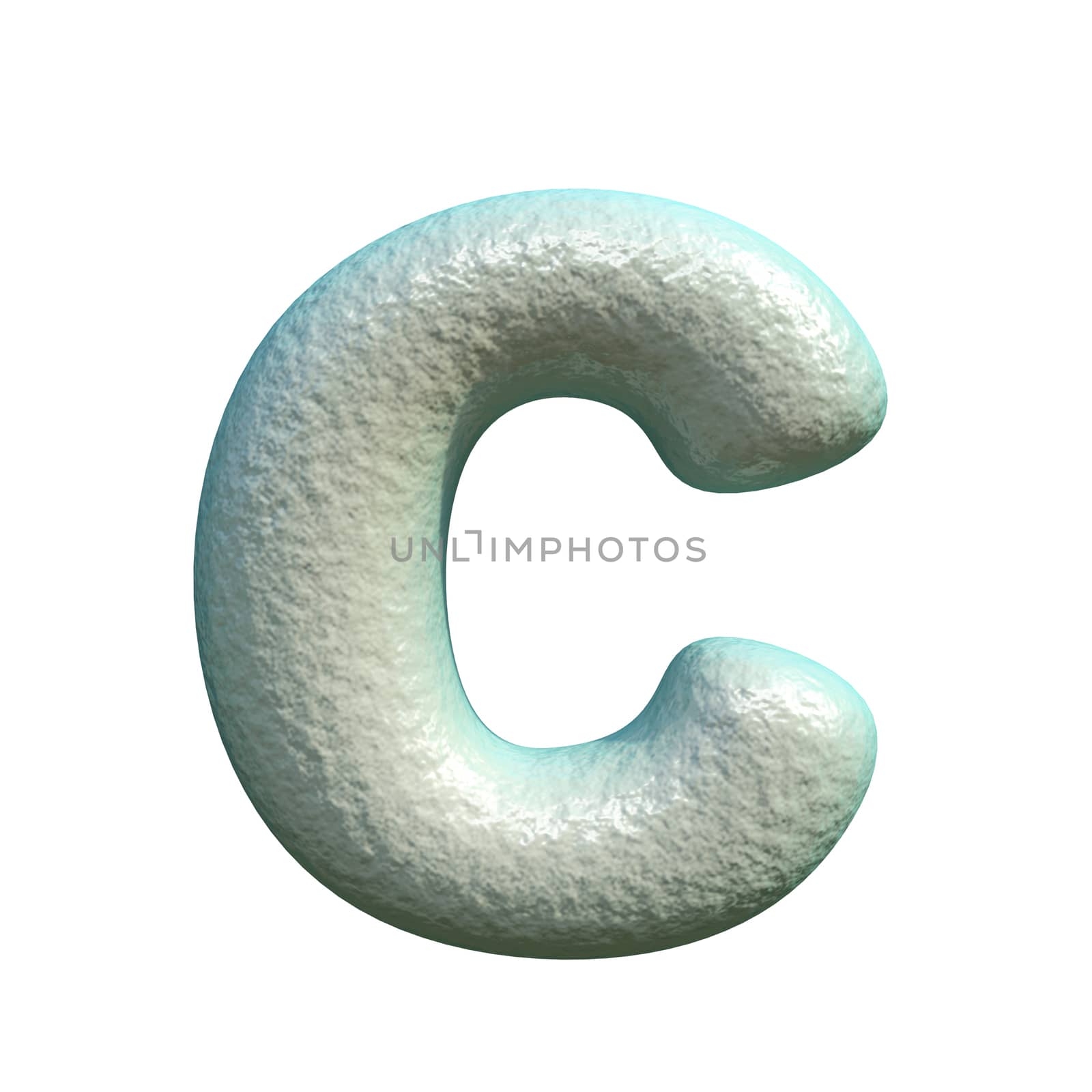 Grey blue clay font Letter C 3D rendering illustration isolated on white background