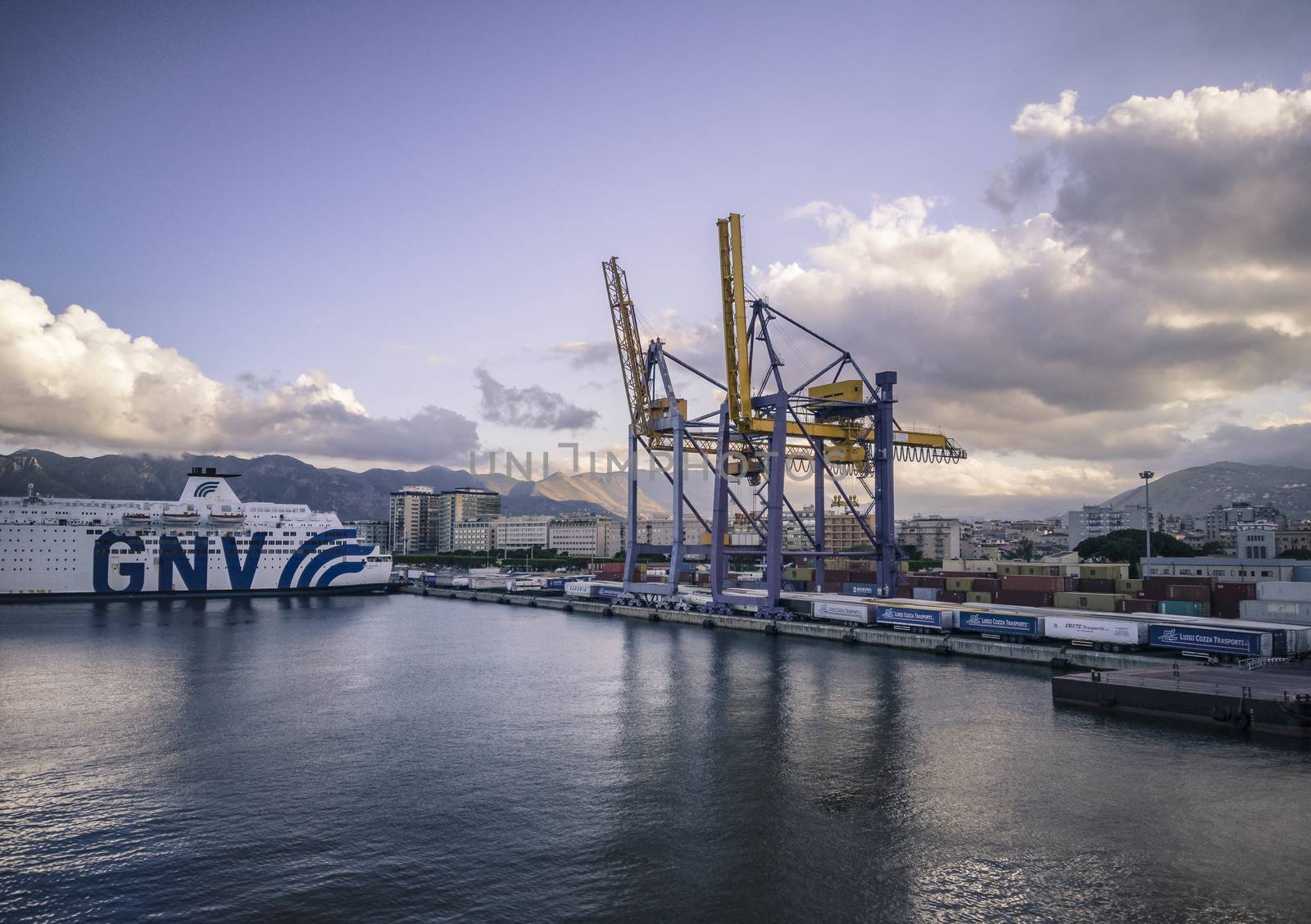 View of the Port of Palermo during sunset