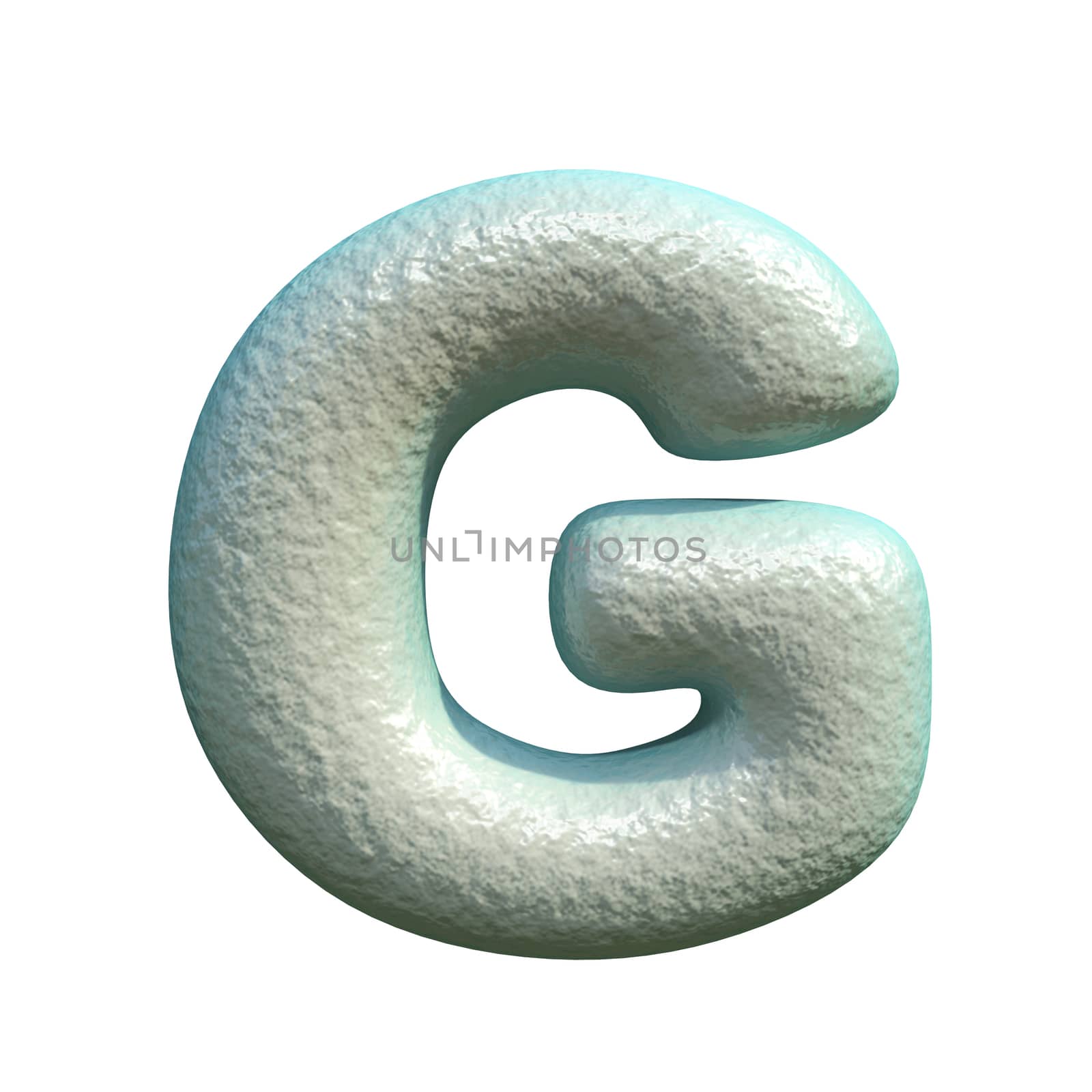 Grey blue clay font Letter G 3D rendering illustration isolated on white background