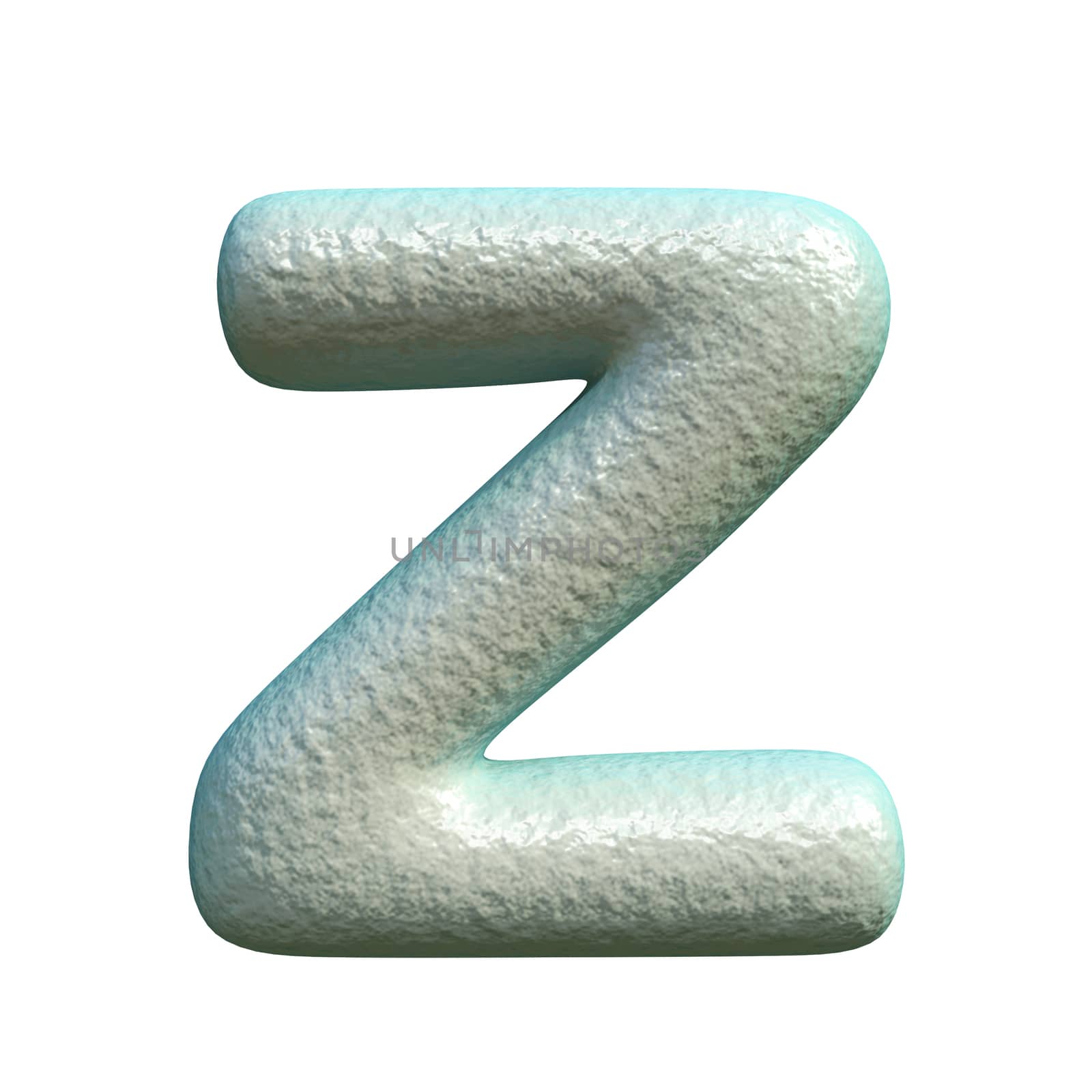 Grey blue clay font Letter Z 3D rendering illustration isolated on white background