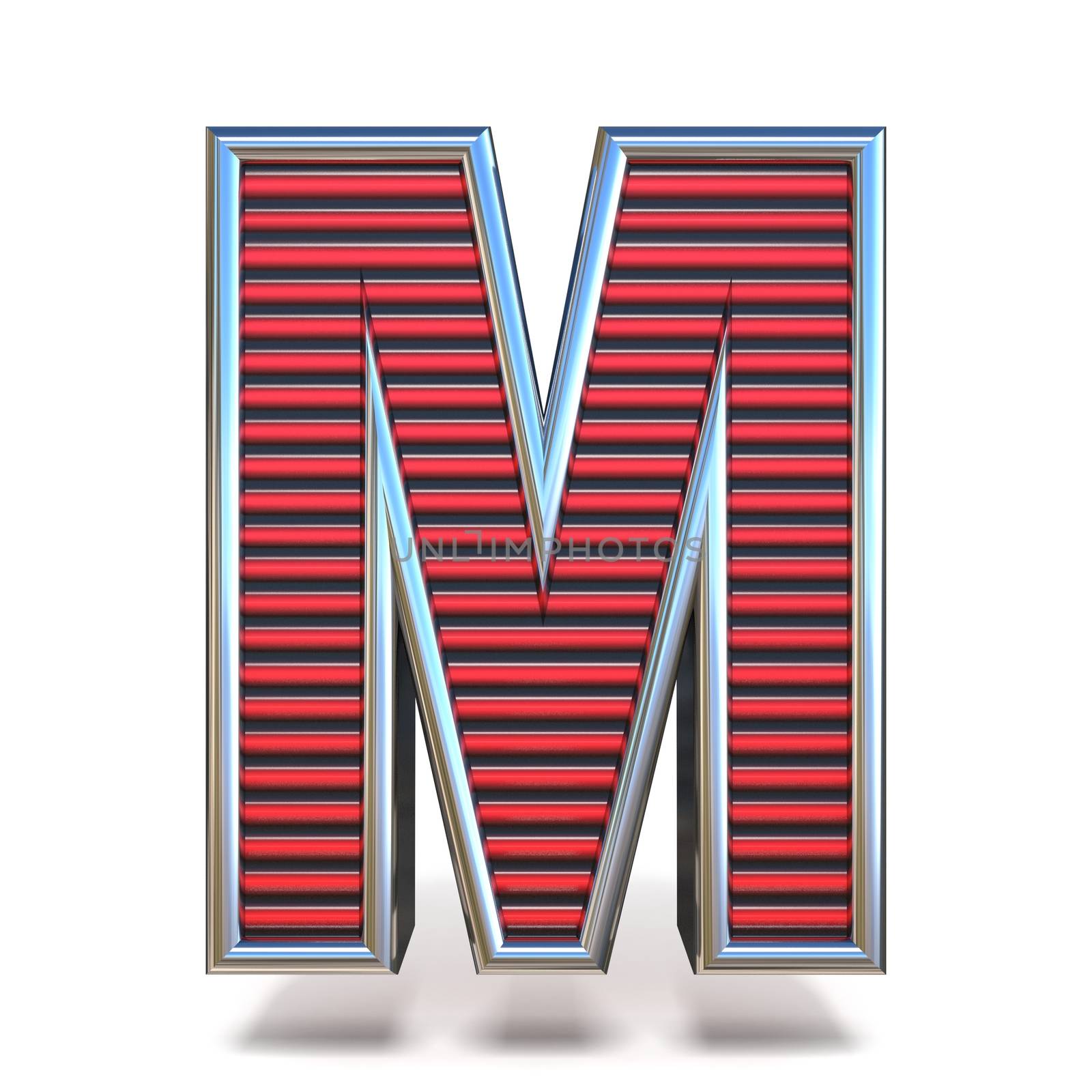 Metal red lines font Letter M 3D by djmilic