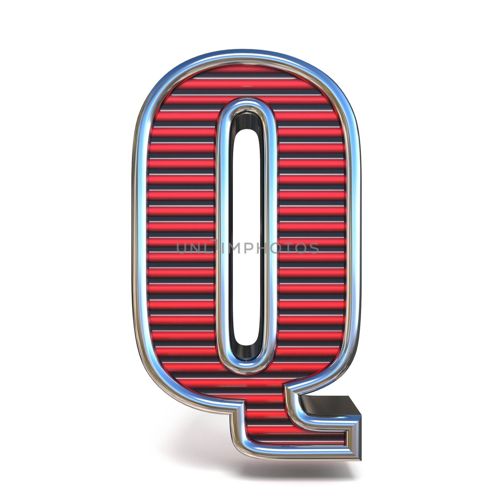 Metal red lines font Letter Q 3D by djmilic