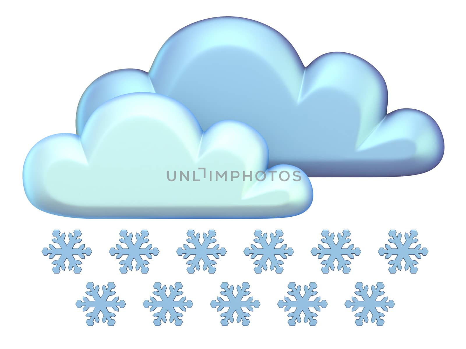 Weather icon SNOW 3D render illustration isolated on white background