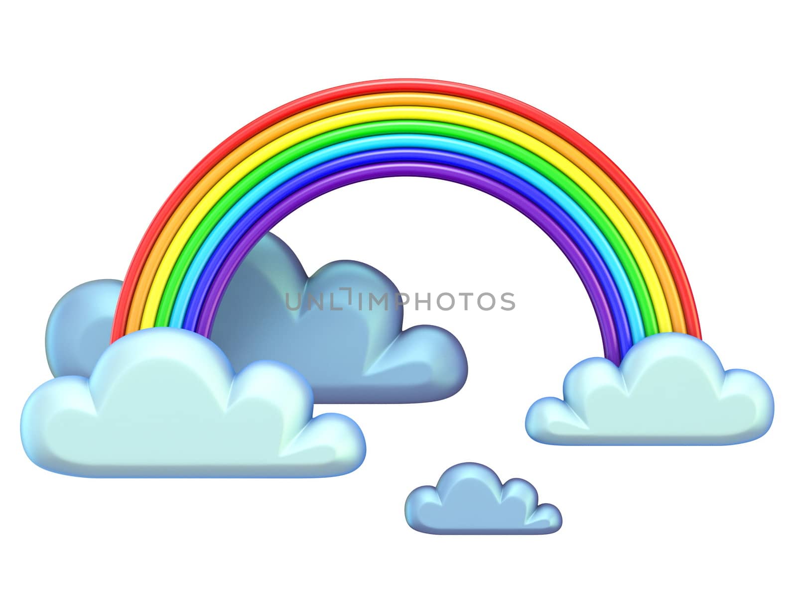 Weather icon RAINBOW 3D render illustration isolated on white background