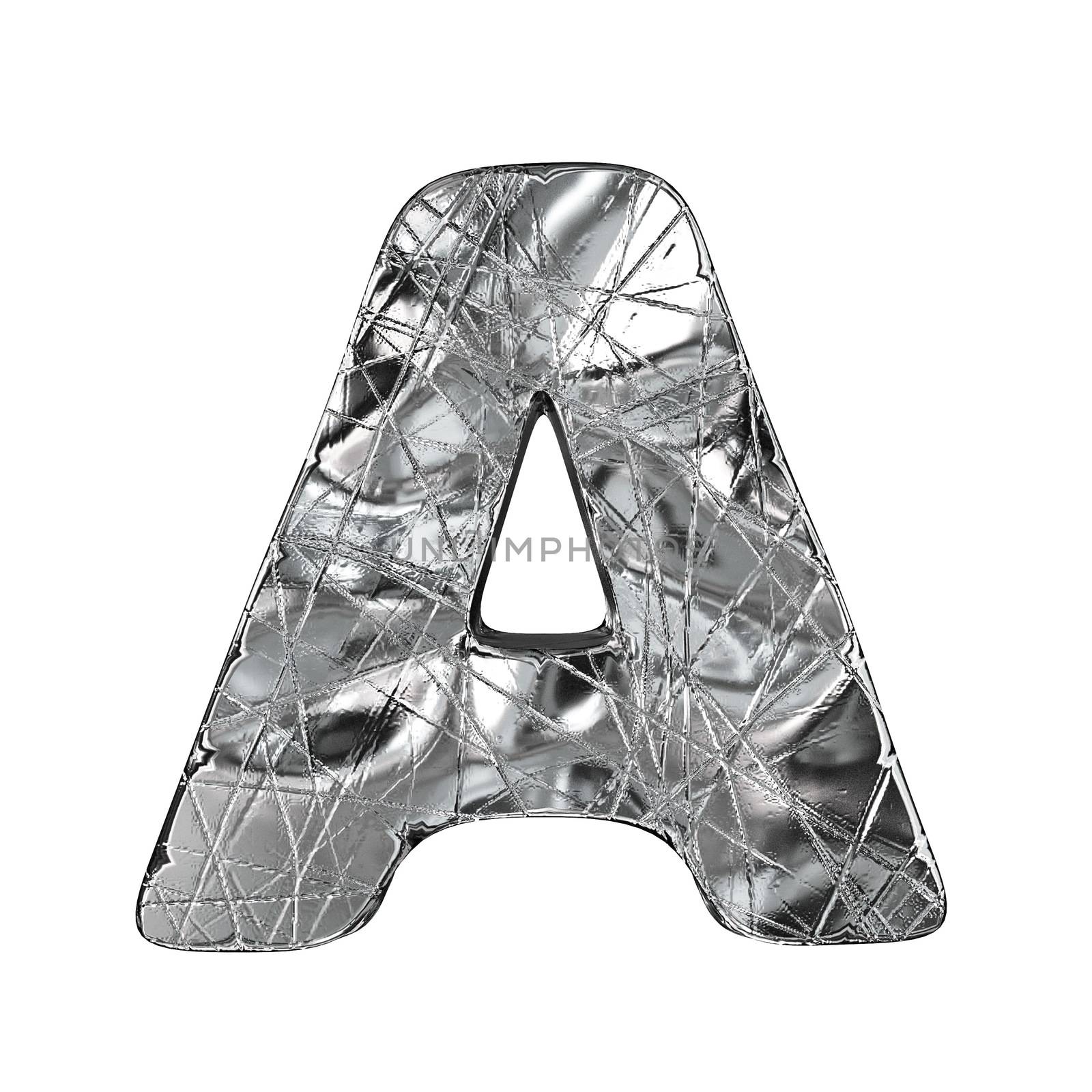 Grunge aluminium foil font letter A 3D by djmilic