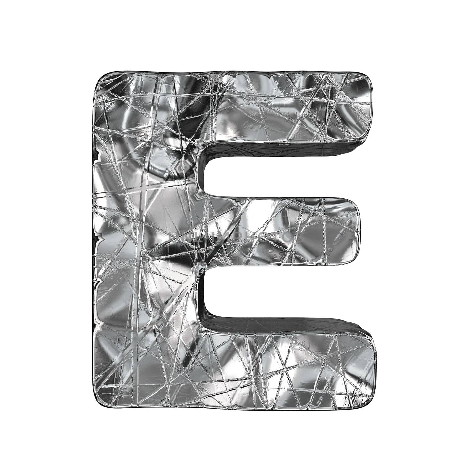 Grunge aluminium foil font letter E 3D by djmilic