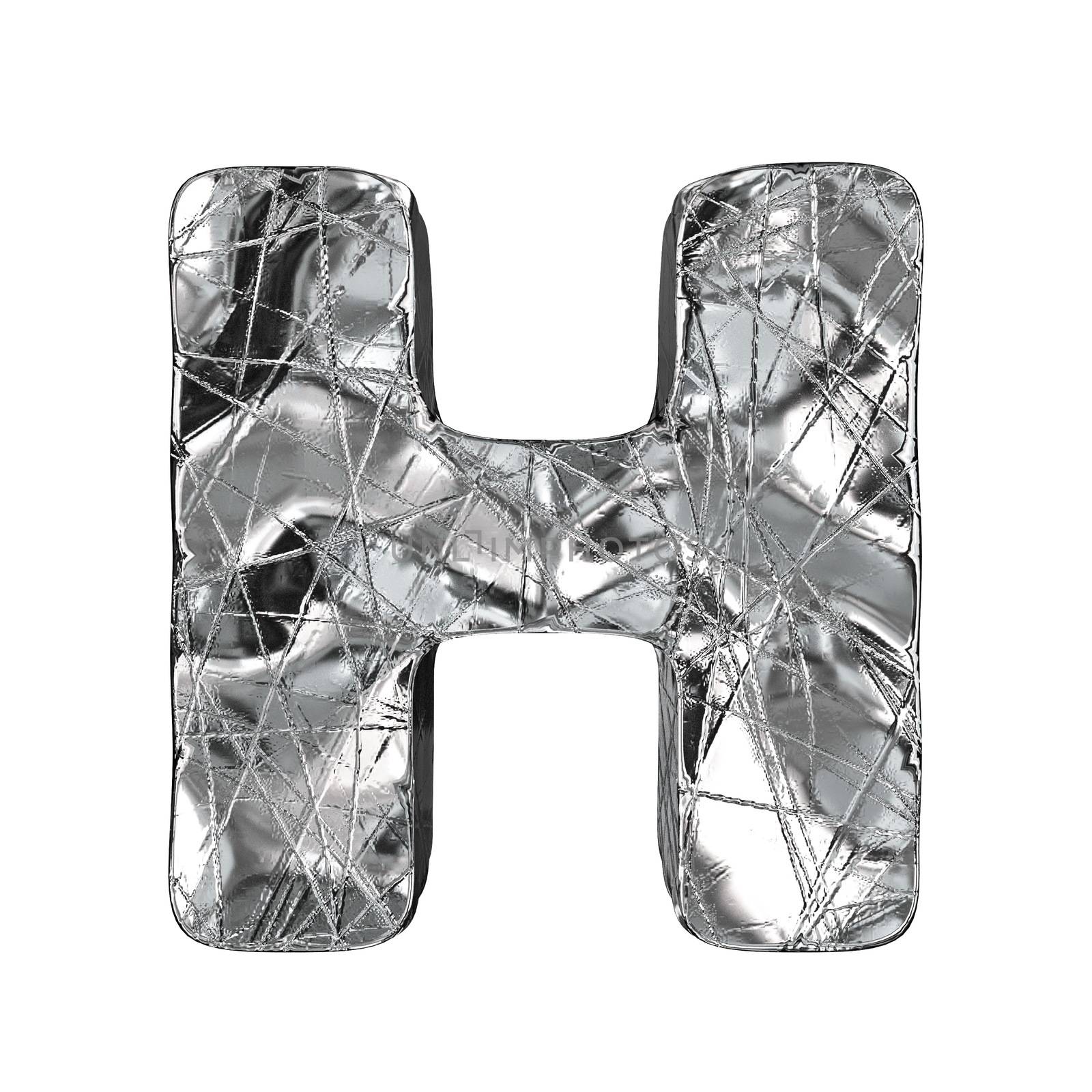 Grunge aluminium foil font letter H 3D by djmilic
