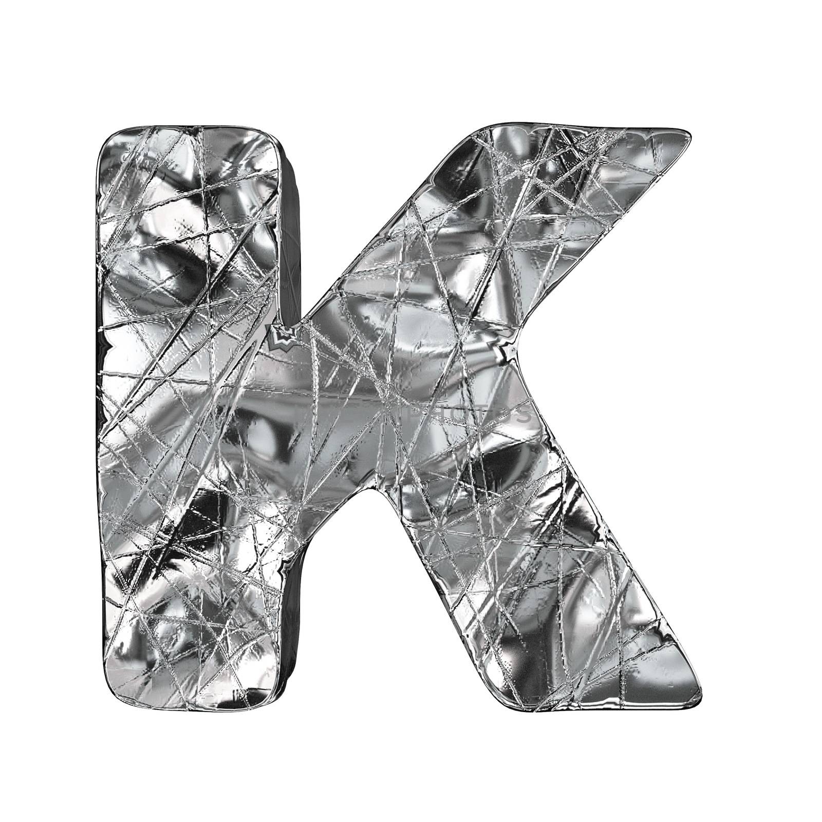 Grunge aluminium foil font letter K 3D by djmilic