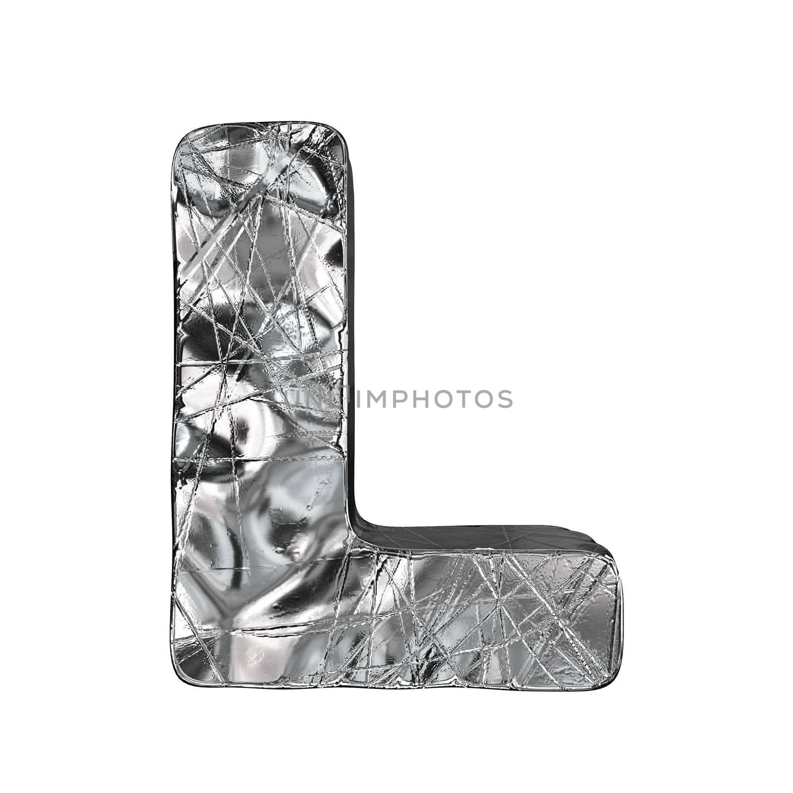 Grunge aluminium foil font letter L 3D by djmilic