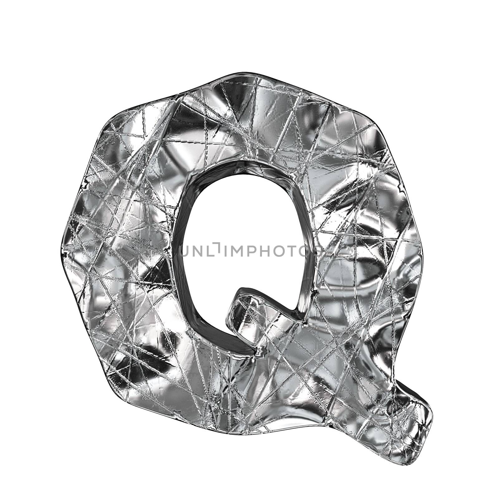 Grunge aluminium foil font letter Q 3D by djmilic