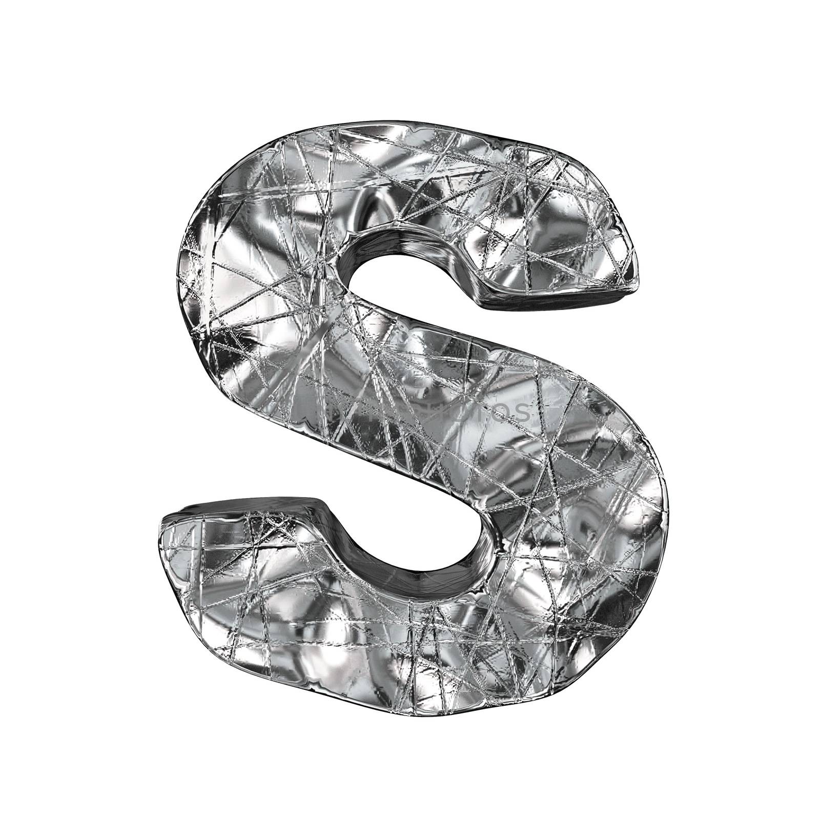 Grunge aluminium foil font letter S 3D by djmilic