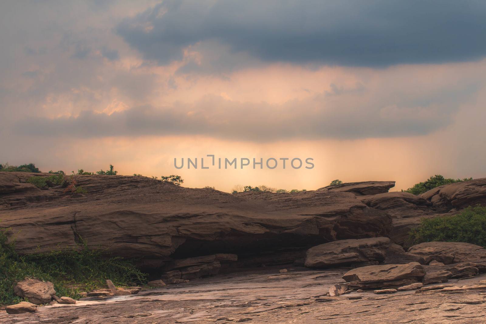 Beautiful amazing of rocks, Natural of rock canyon in mekhong river , Hat Chom Dao, Ubon Ratchathani province, North east Thailand by N_u_T