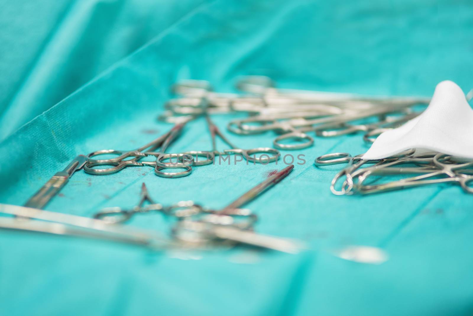 Medical background. Surgery instruments in operating room