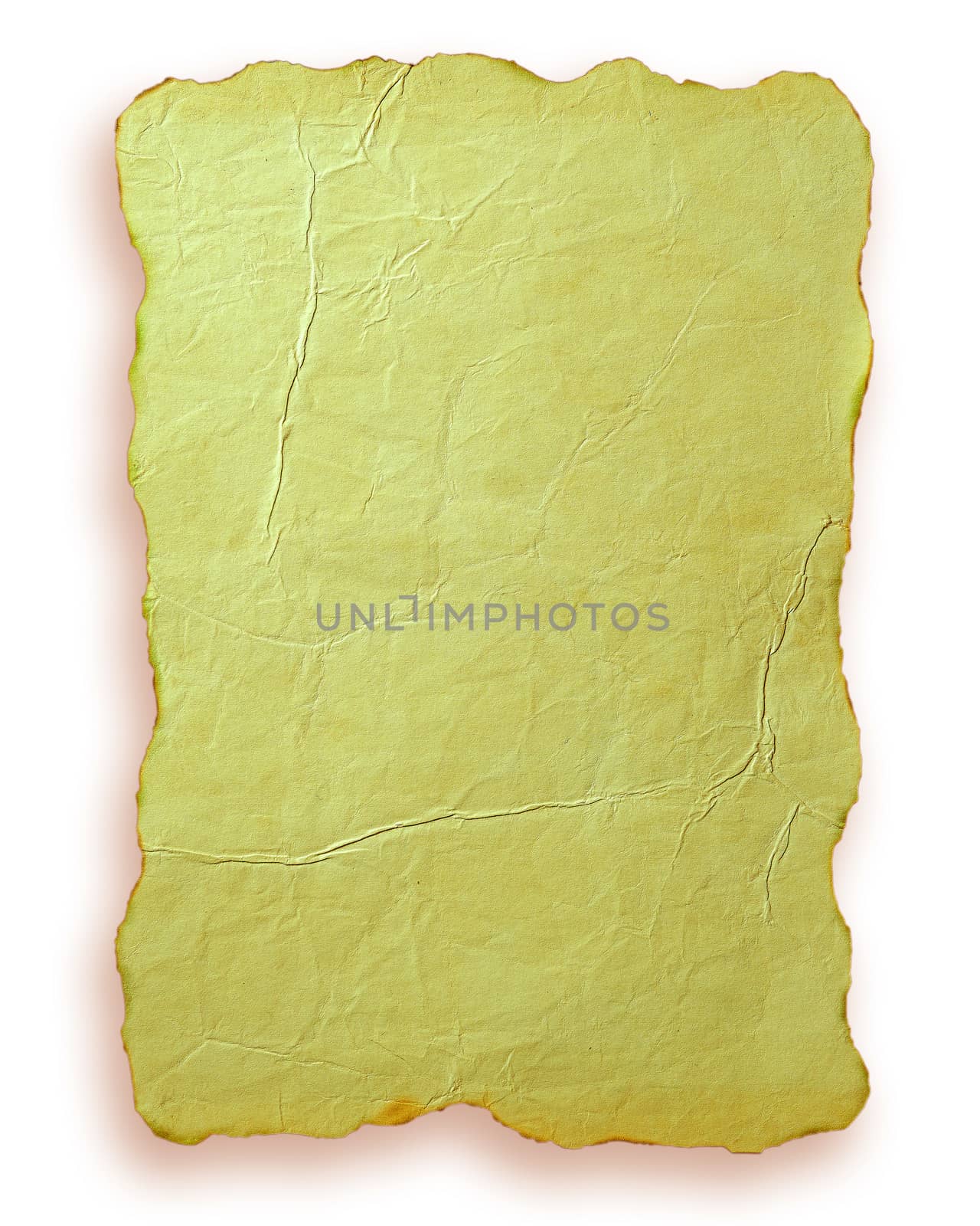Vintage old paper and burn marks around the edge. Isolate on white background with clipping path.