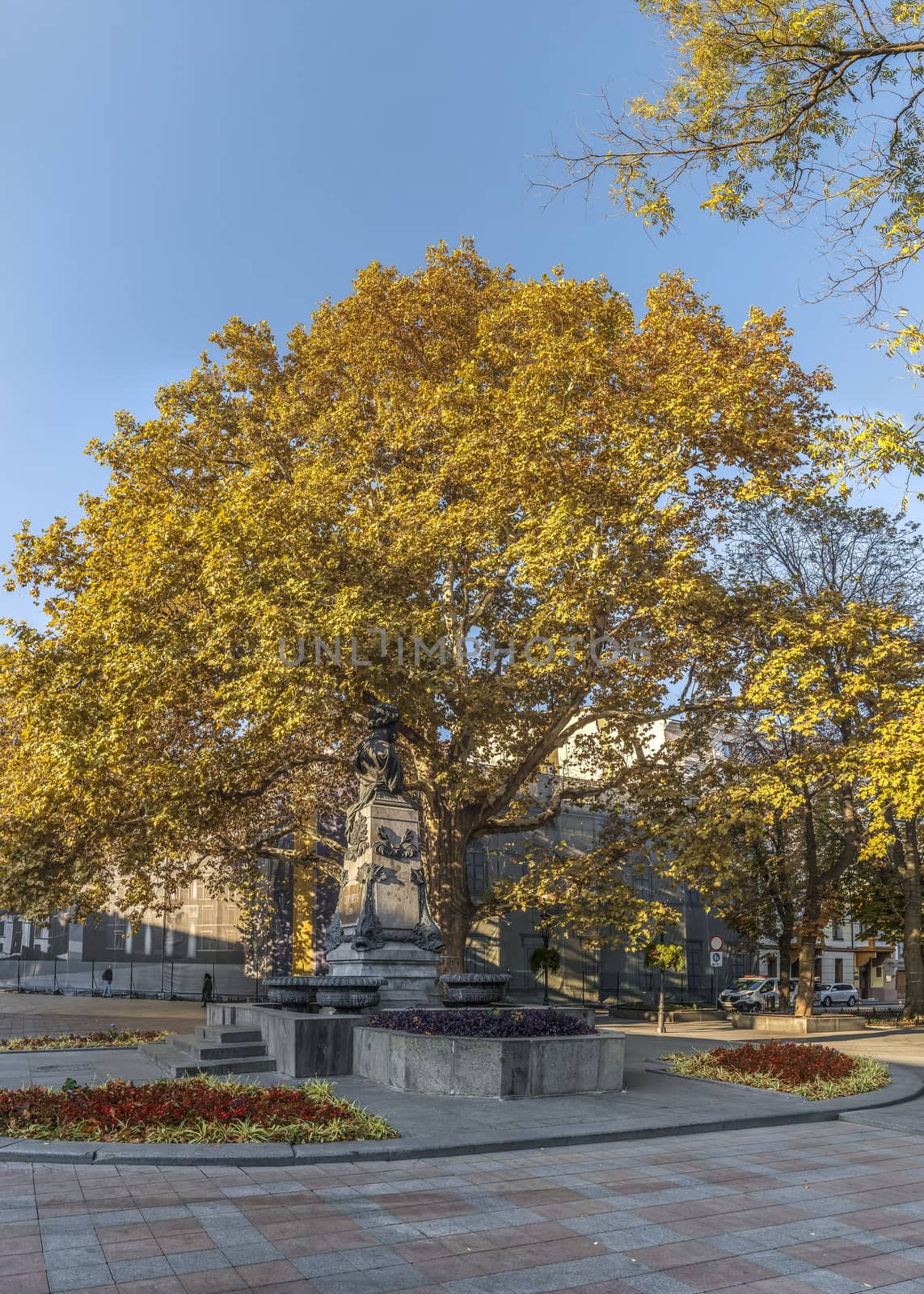 Odessa, Ukraine - 09.11.2018. Early autumn morning on Primorsky Boulevard in Odessa, Ukraine. Panoramic view