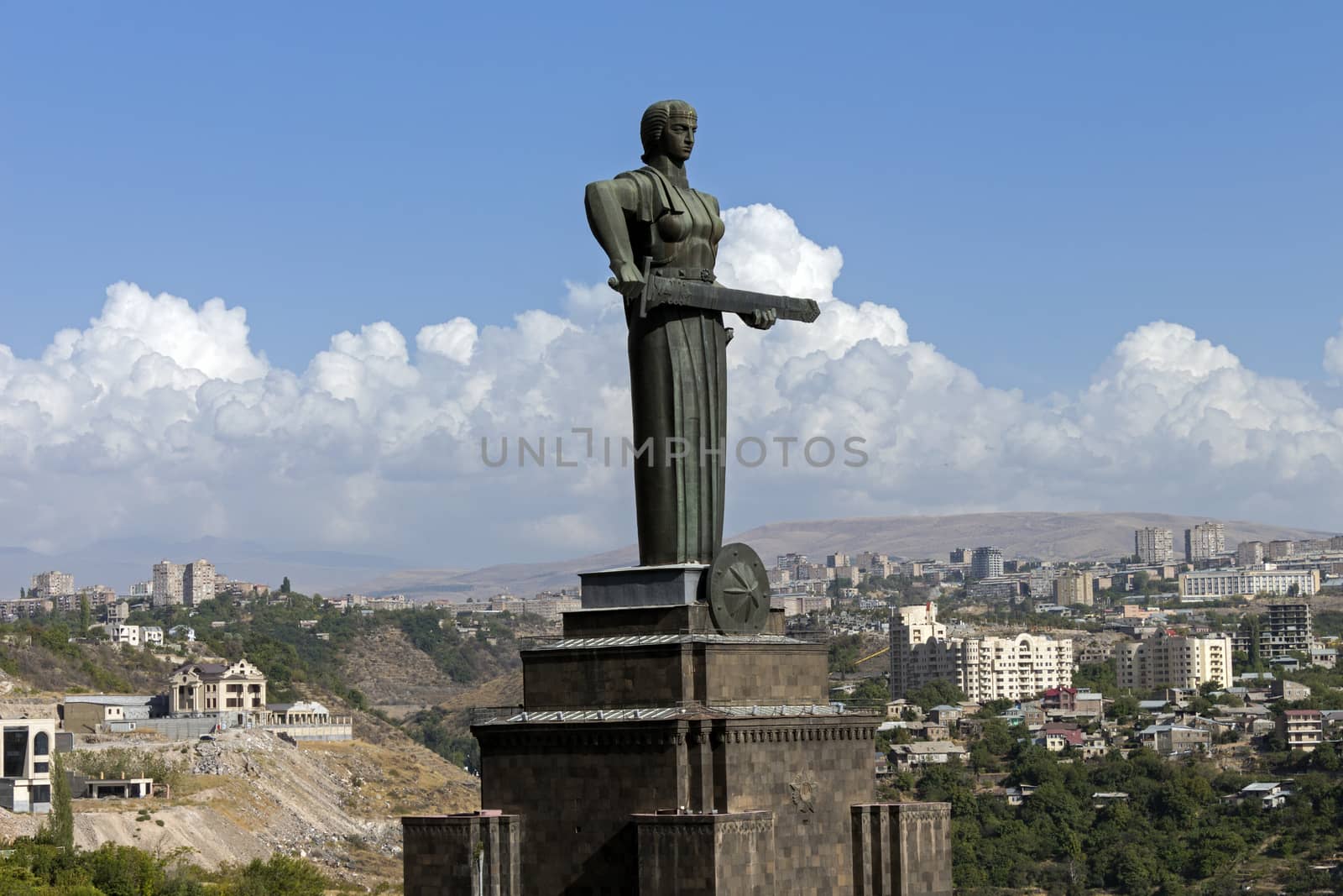 Mother Armenia Statue or Mayr hayastan. Monument located in Victory Park, Yerevan city, Armenia. 