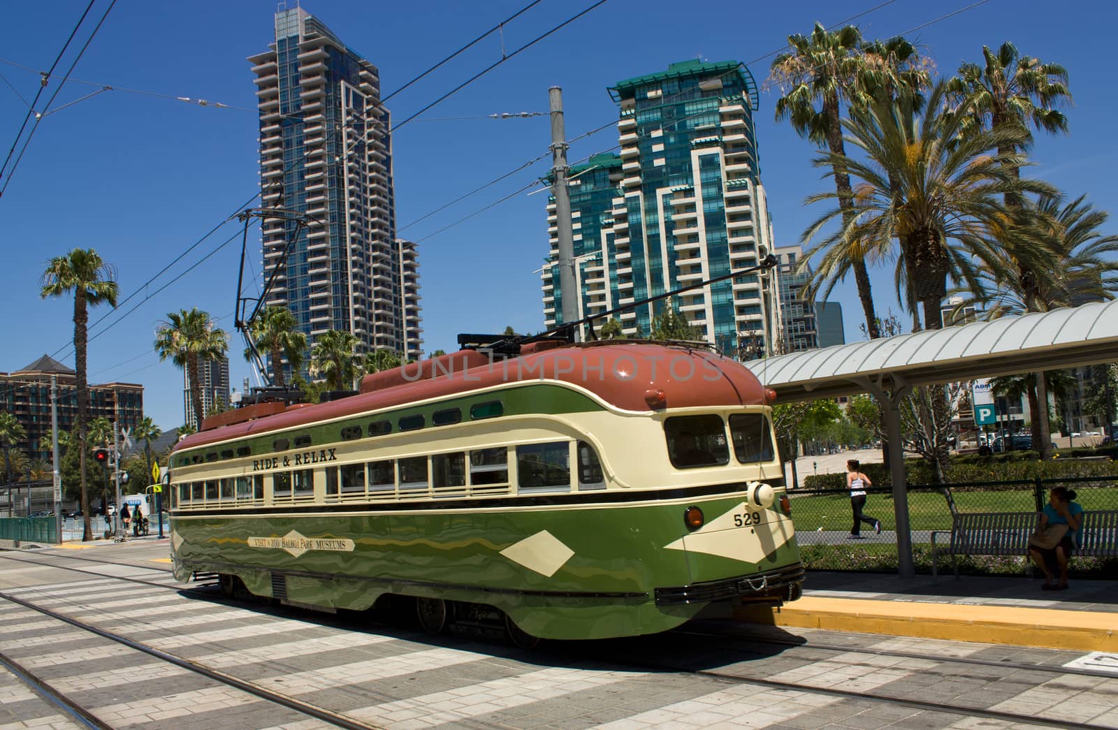 Trolley car in San Diego in California