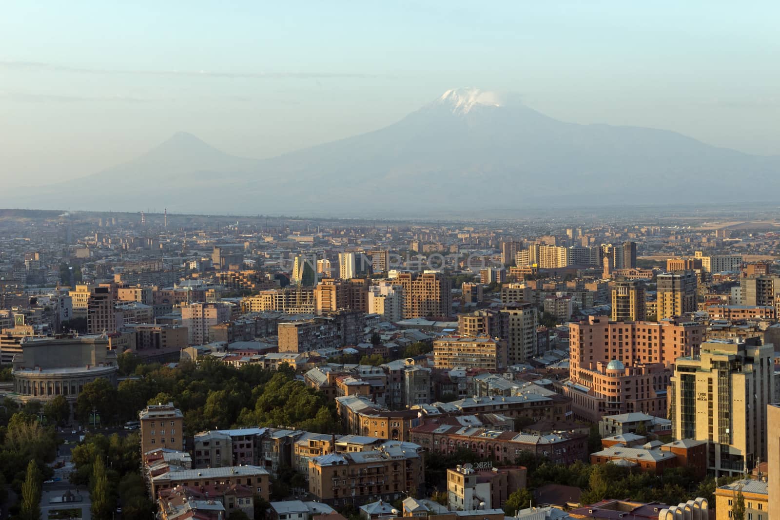 View over the city of Yerevan and mountain Ararat, Armenia