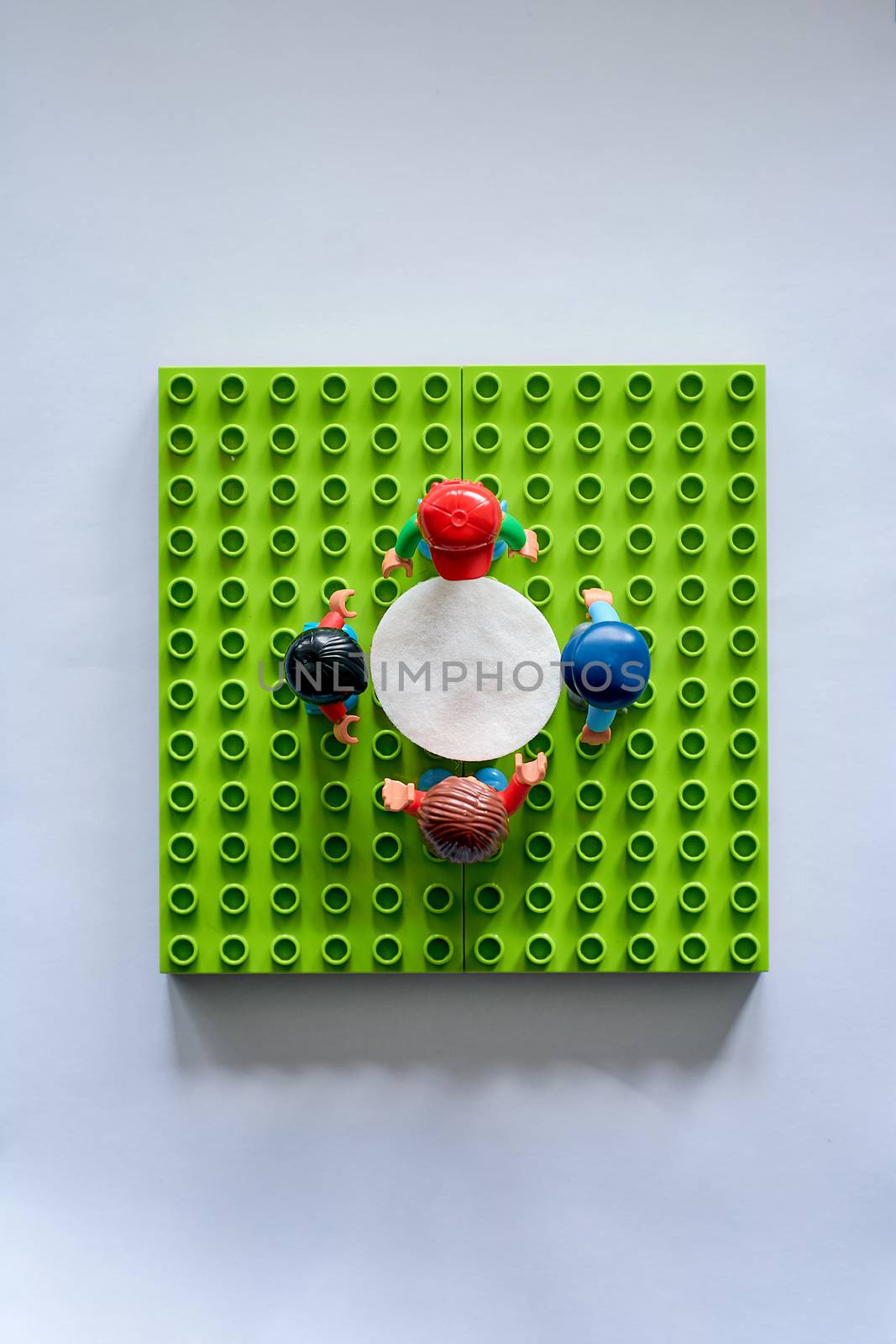 Lego people around the table, combine from different set. by nixrenas