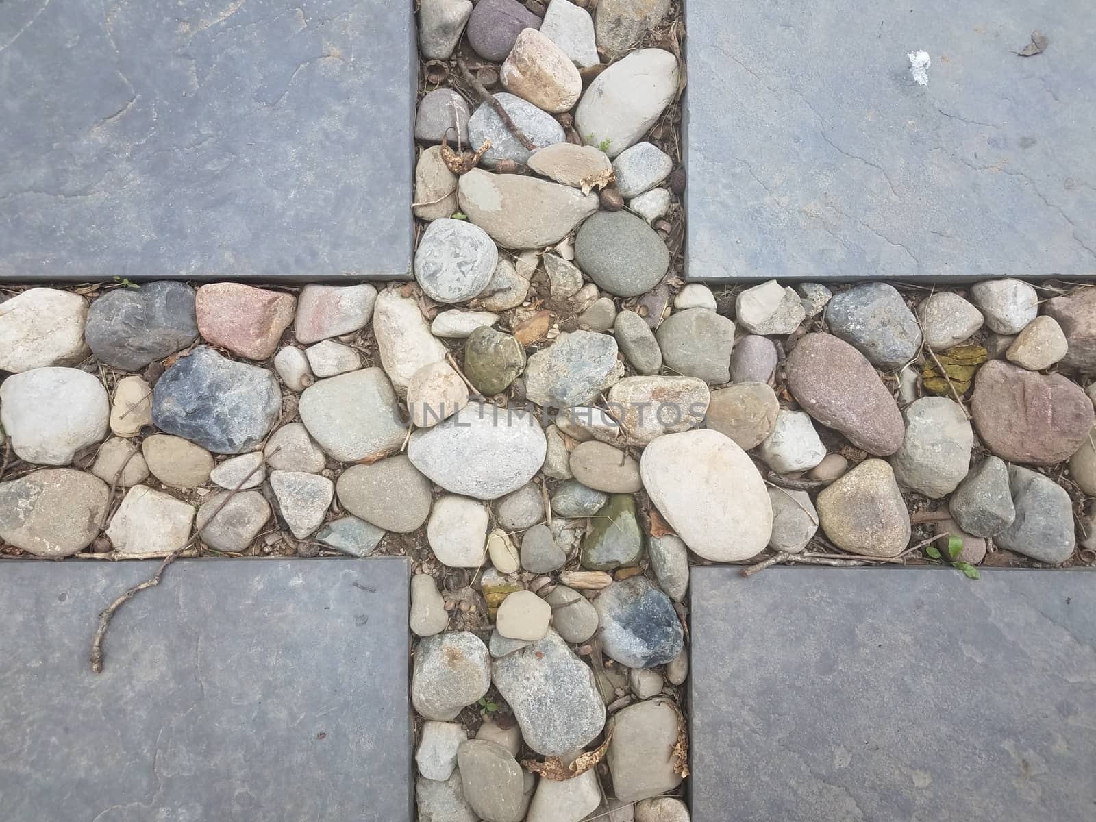 grey square tile and stones and rocks and pebbles