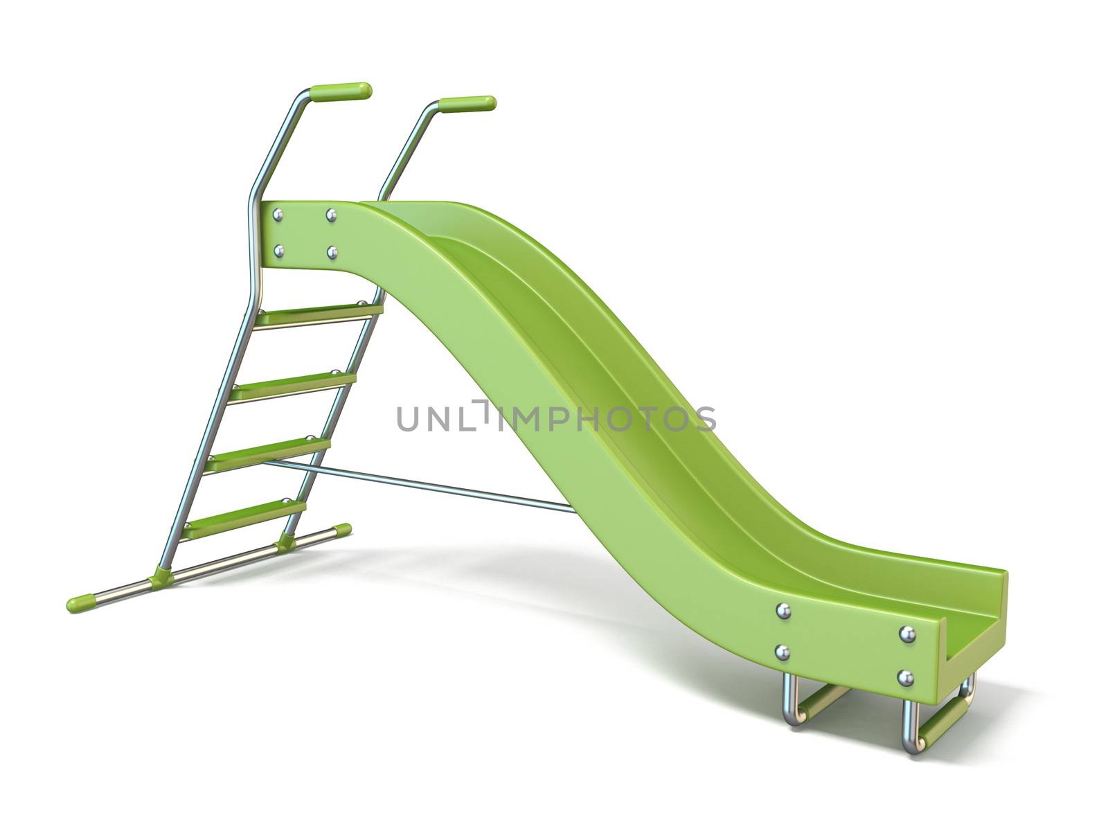 Green children slide 3D render illustration isolated on white background