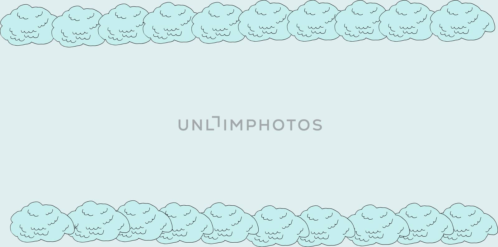 Cloud on blue isolated background. Stylish design with flat poster, leaflets, postcards, web banners. Doodle cartoon style by claire_lucia