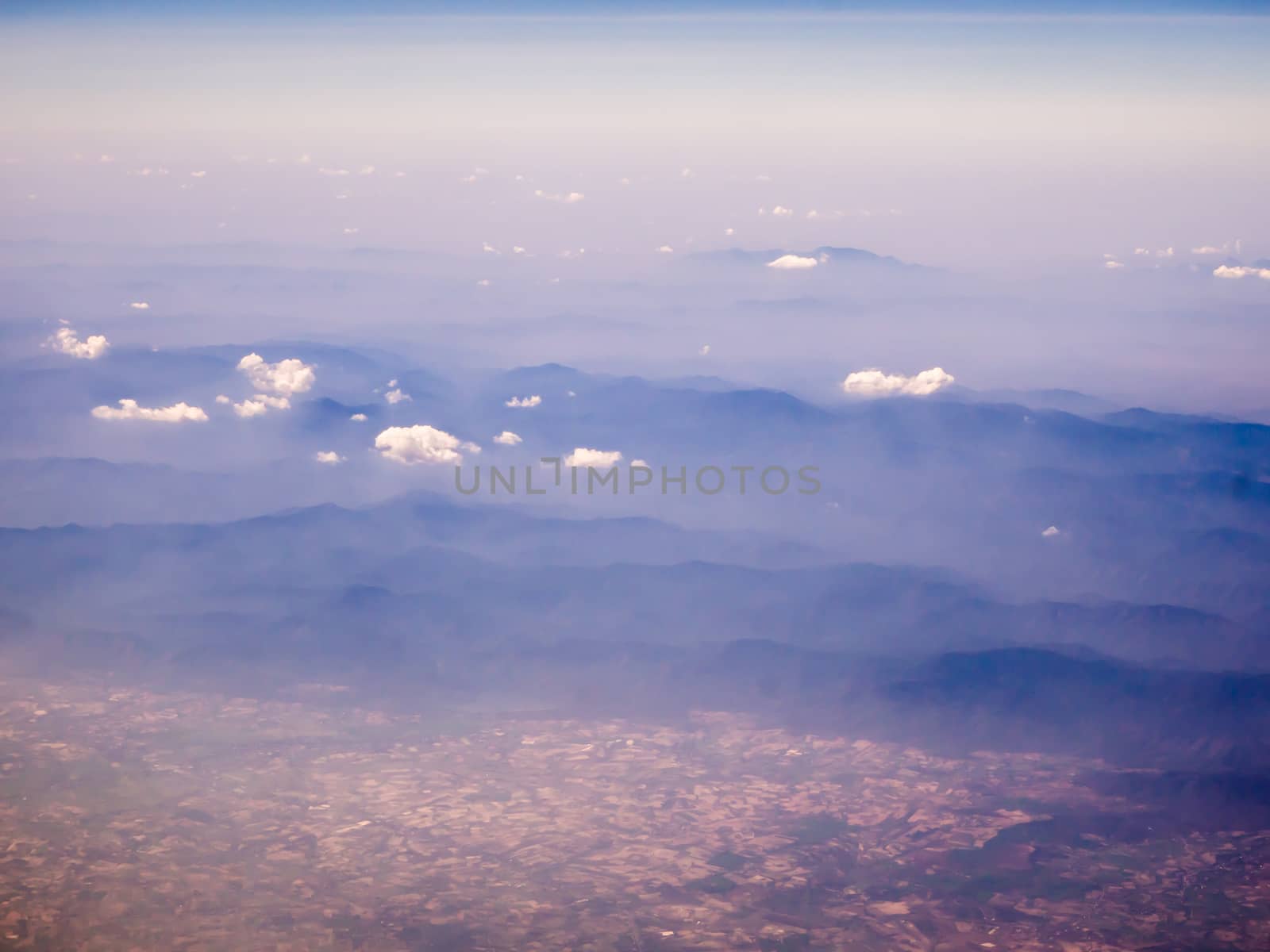 Aerial view of city at sunrise from sky.bird eye view by shutterbird