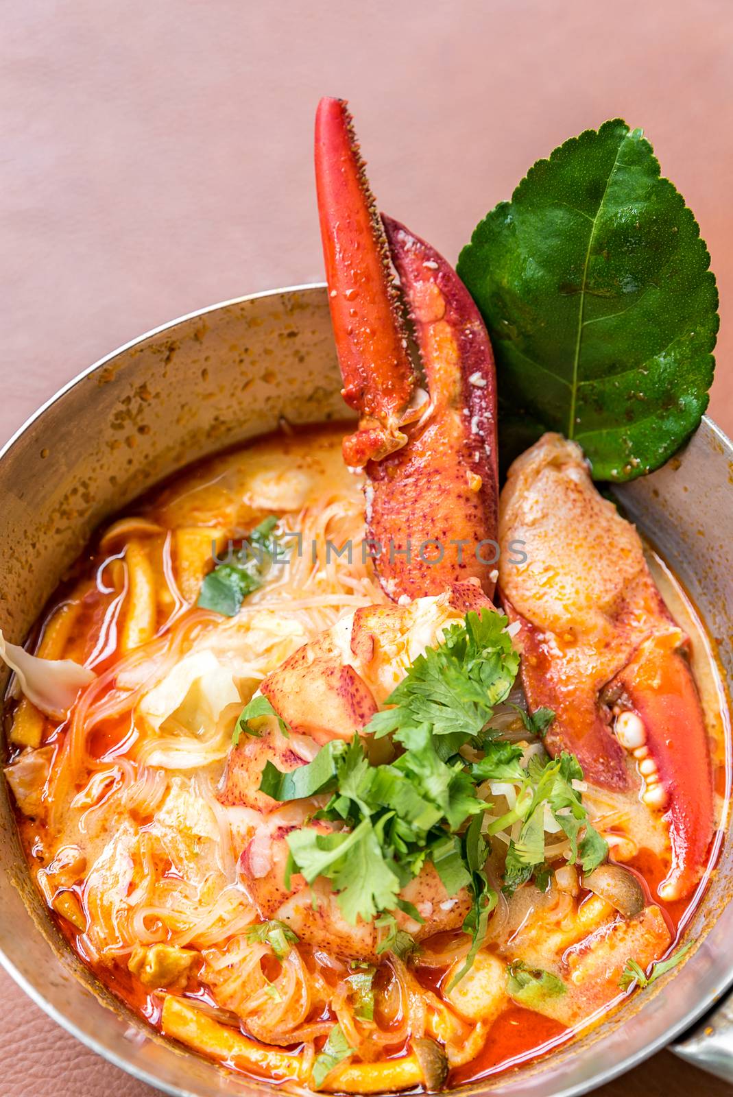 Lobster Tom yum spicy rice noodles
