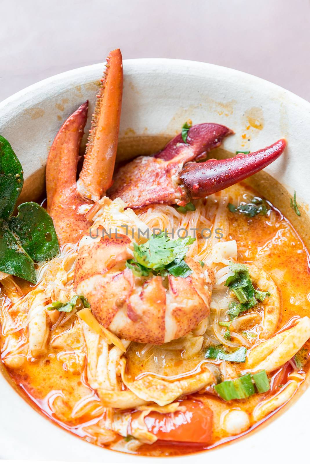 Lobster Tom yum spicy rice noodles
