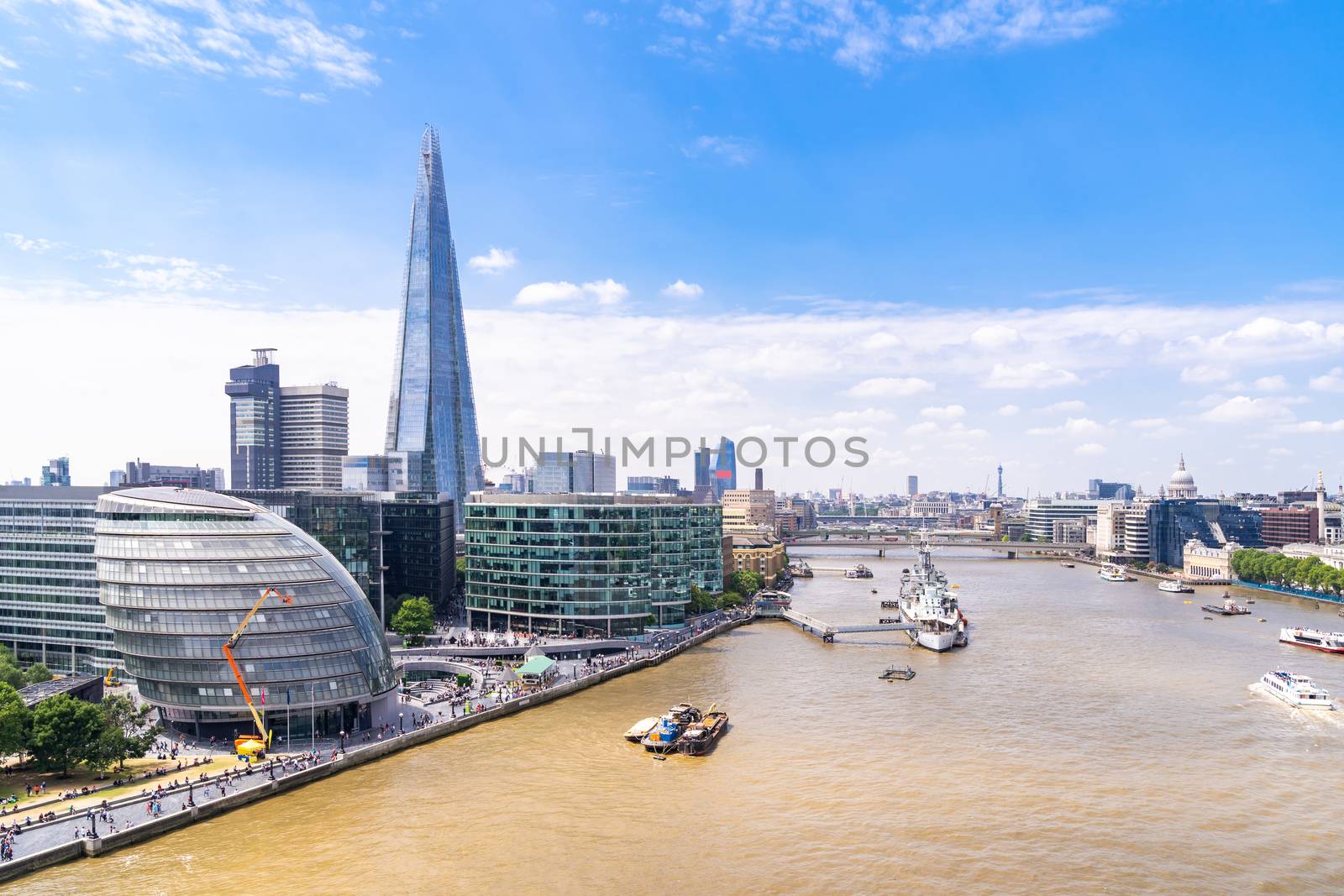 London downtown cityscape skylines building with River Thames in London UK
