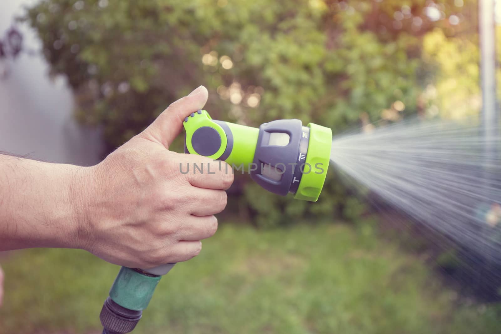 Closeup of Garden Hand Shower Water Sprayer 