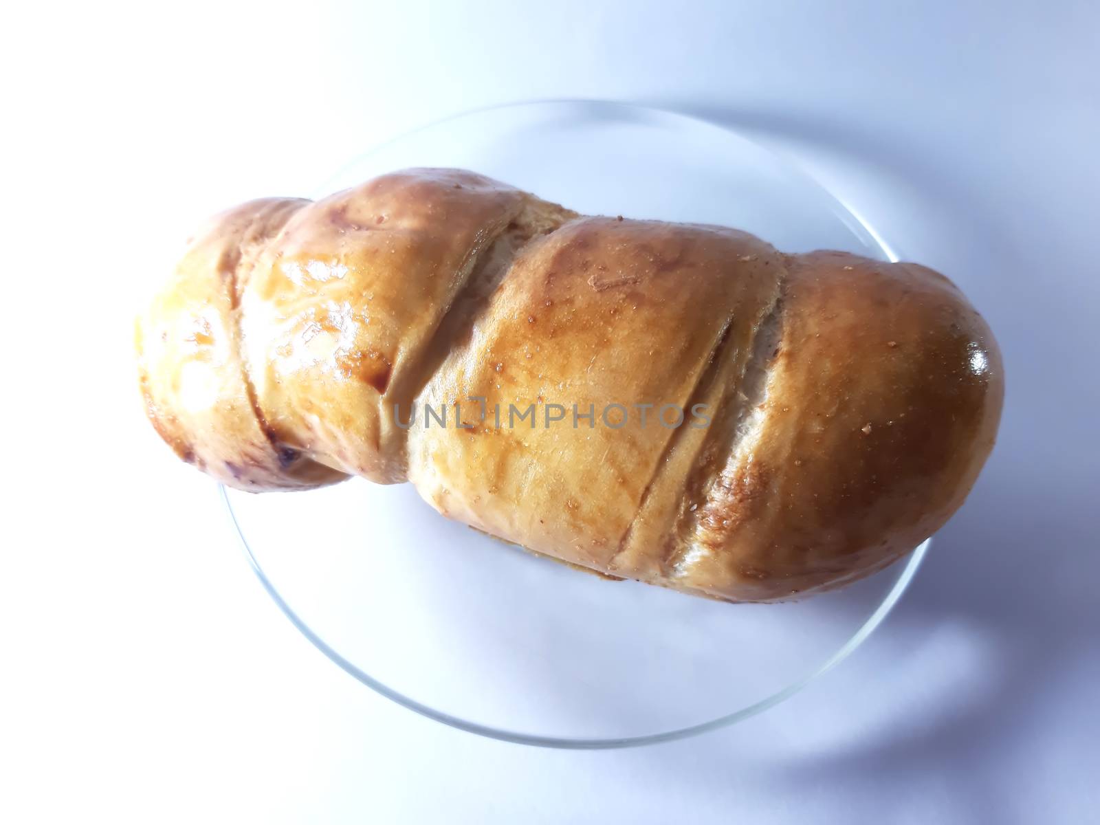 Photo bun with nipples inside. Fast food. Dough and meat ingredient. Bakery products.