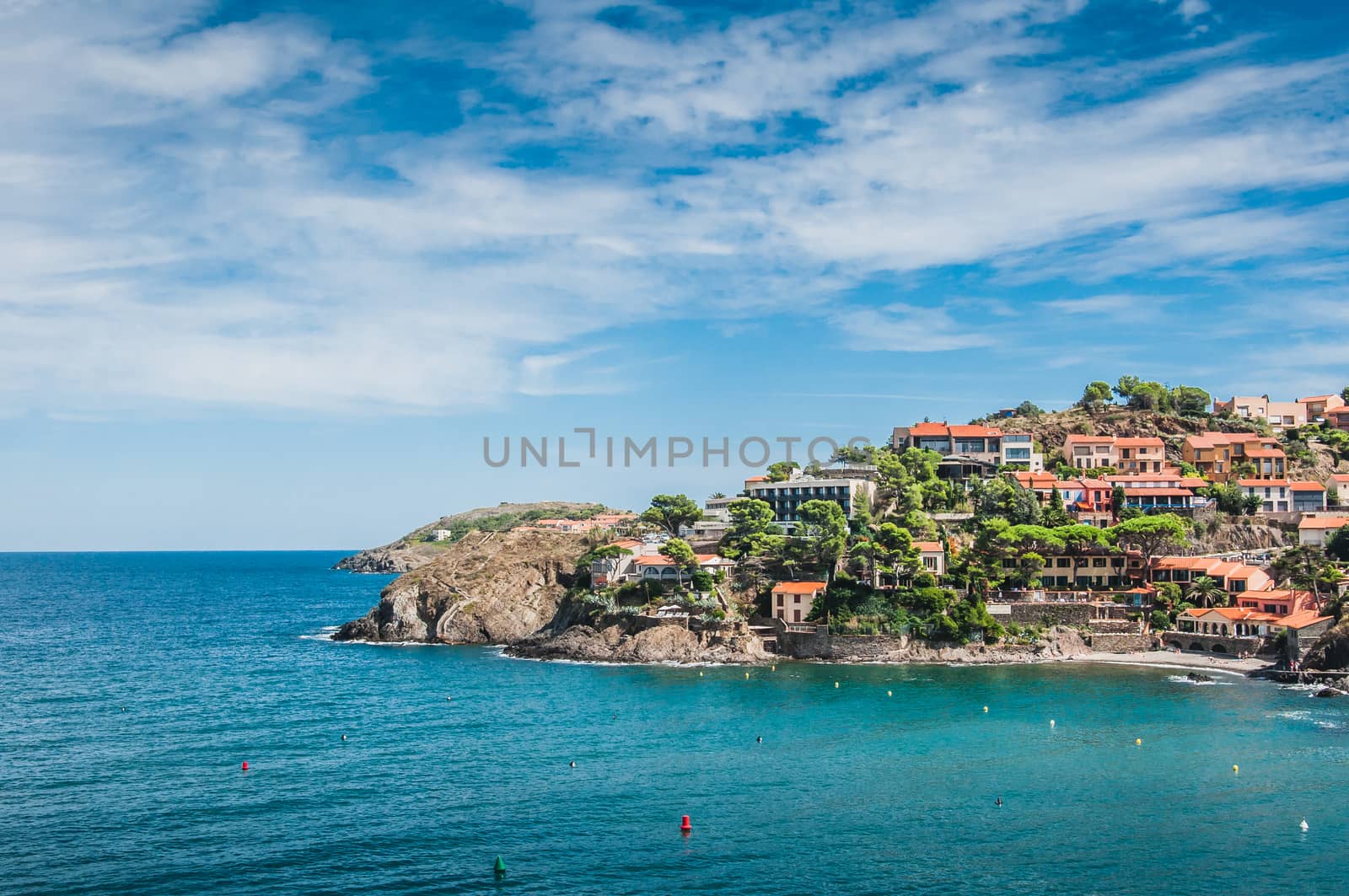 Picturesque view of the streets of Collioure, Pyrénées-Orientales, France