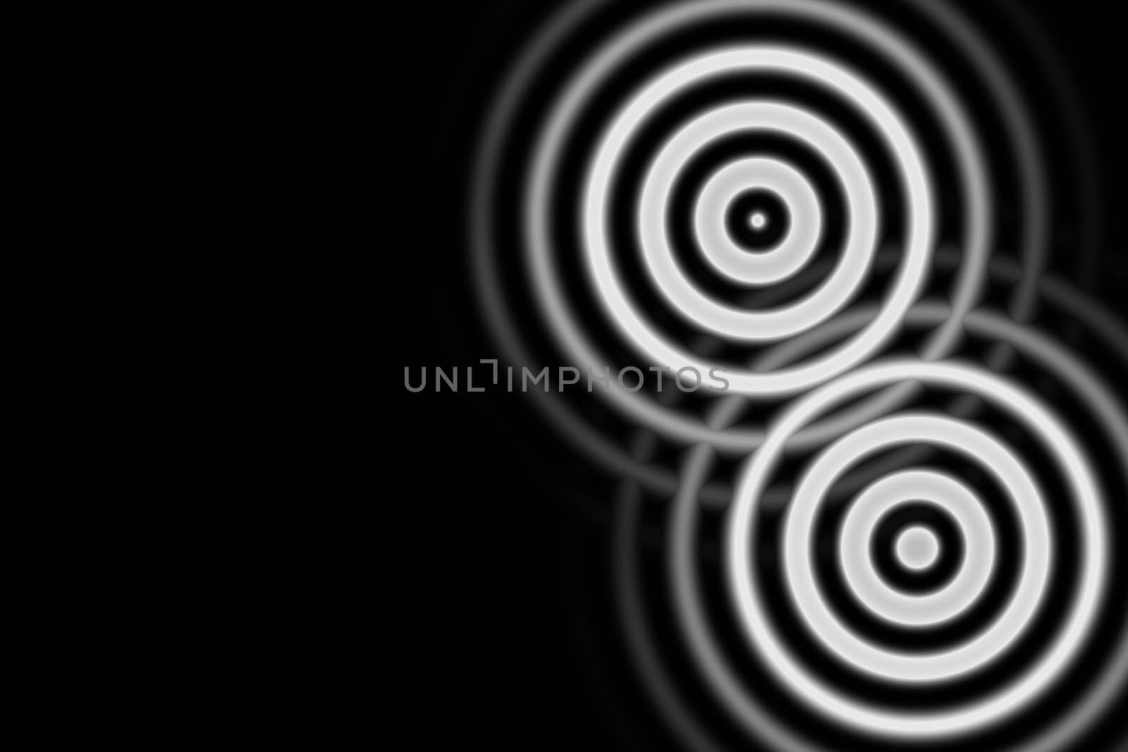 Abstract white circle with ring light on black background