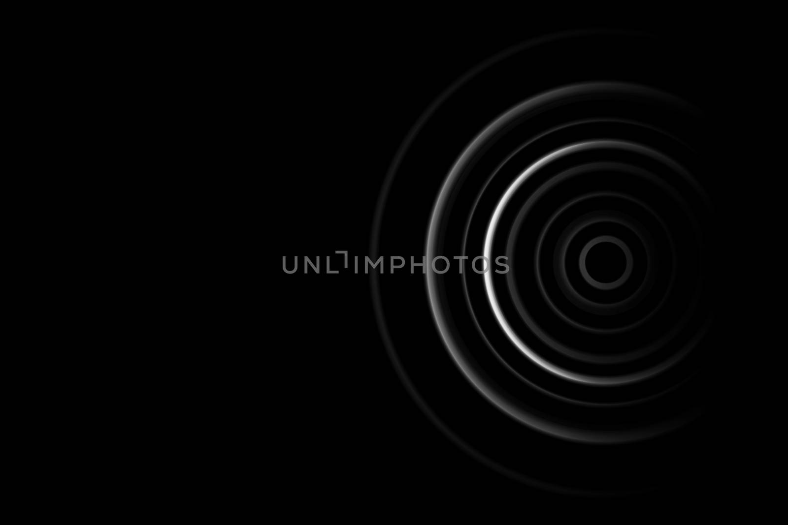 Abstract white circle with ring light on black background