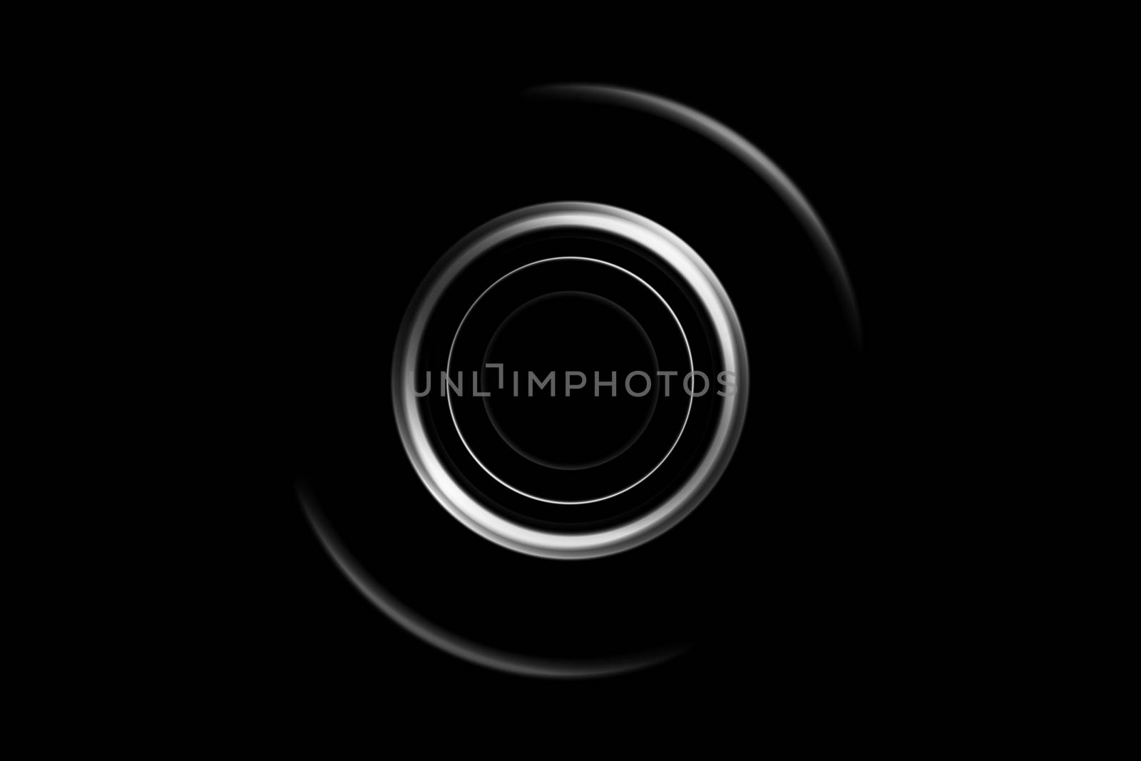 Abstract white circle with ring light on black background
