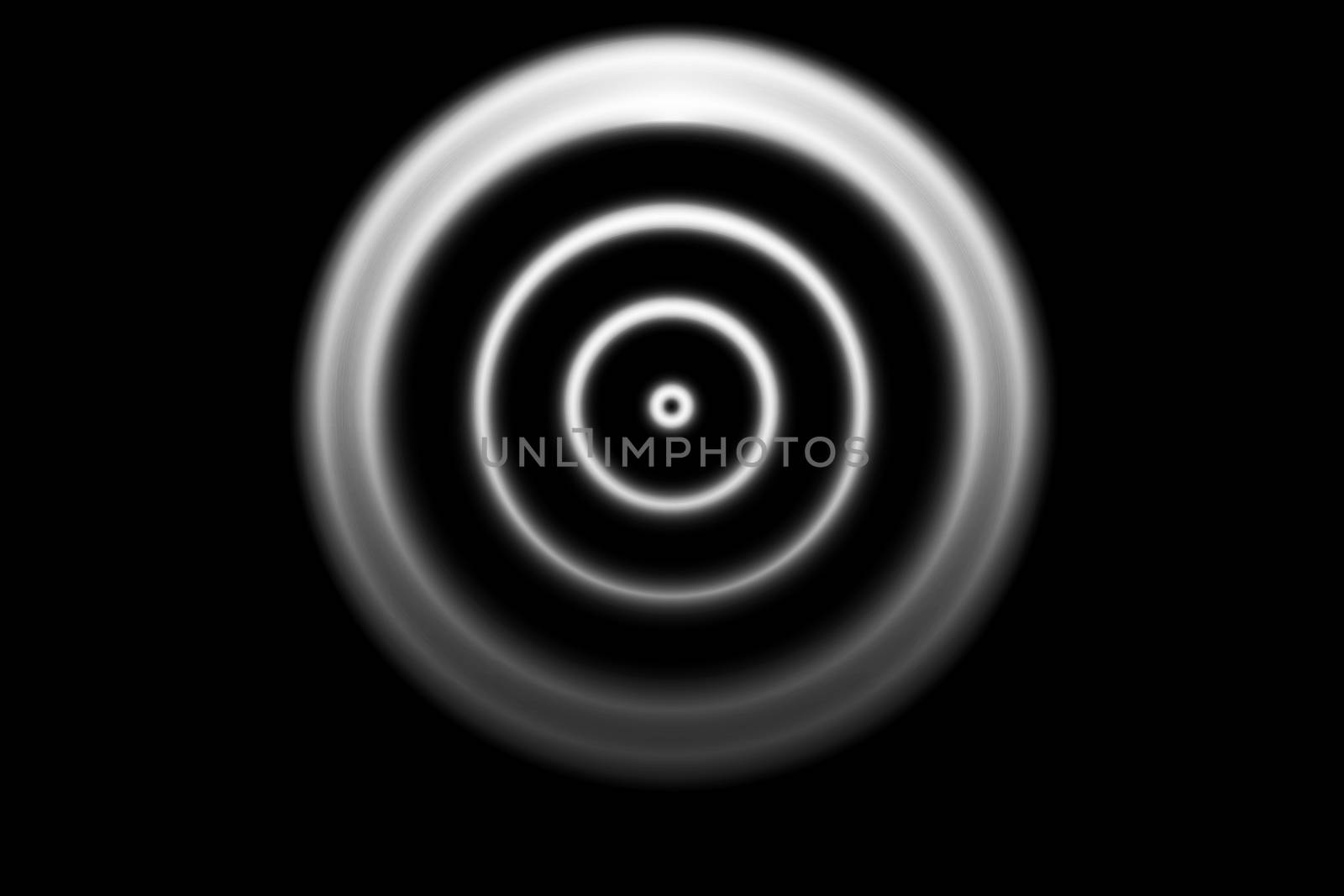 Abstract white circle with ring light on black background