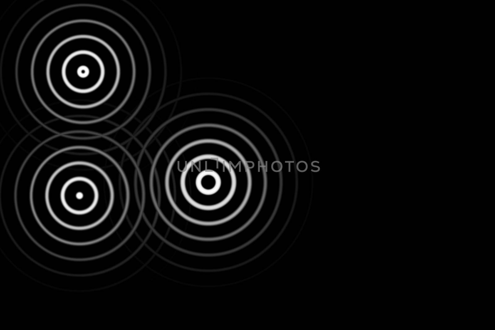 Abstract white circle with ring light on black background