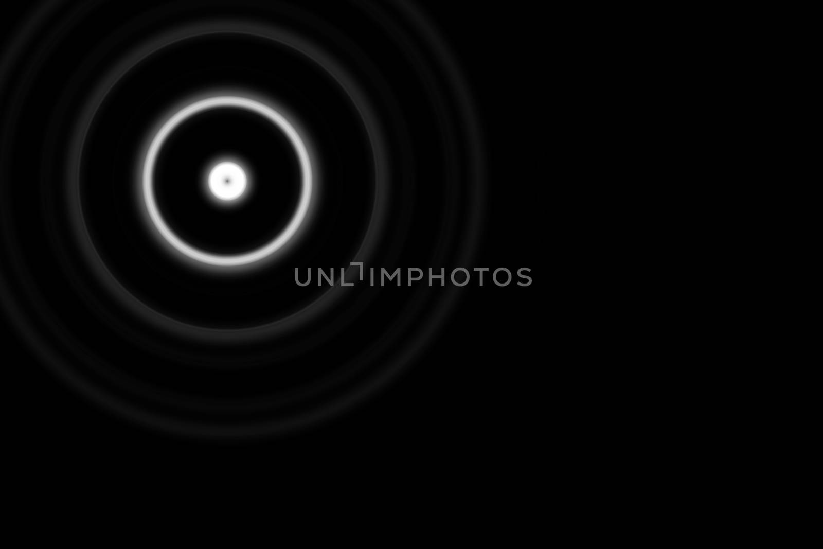 Abstract white circle with ring light on black background